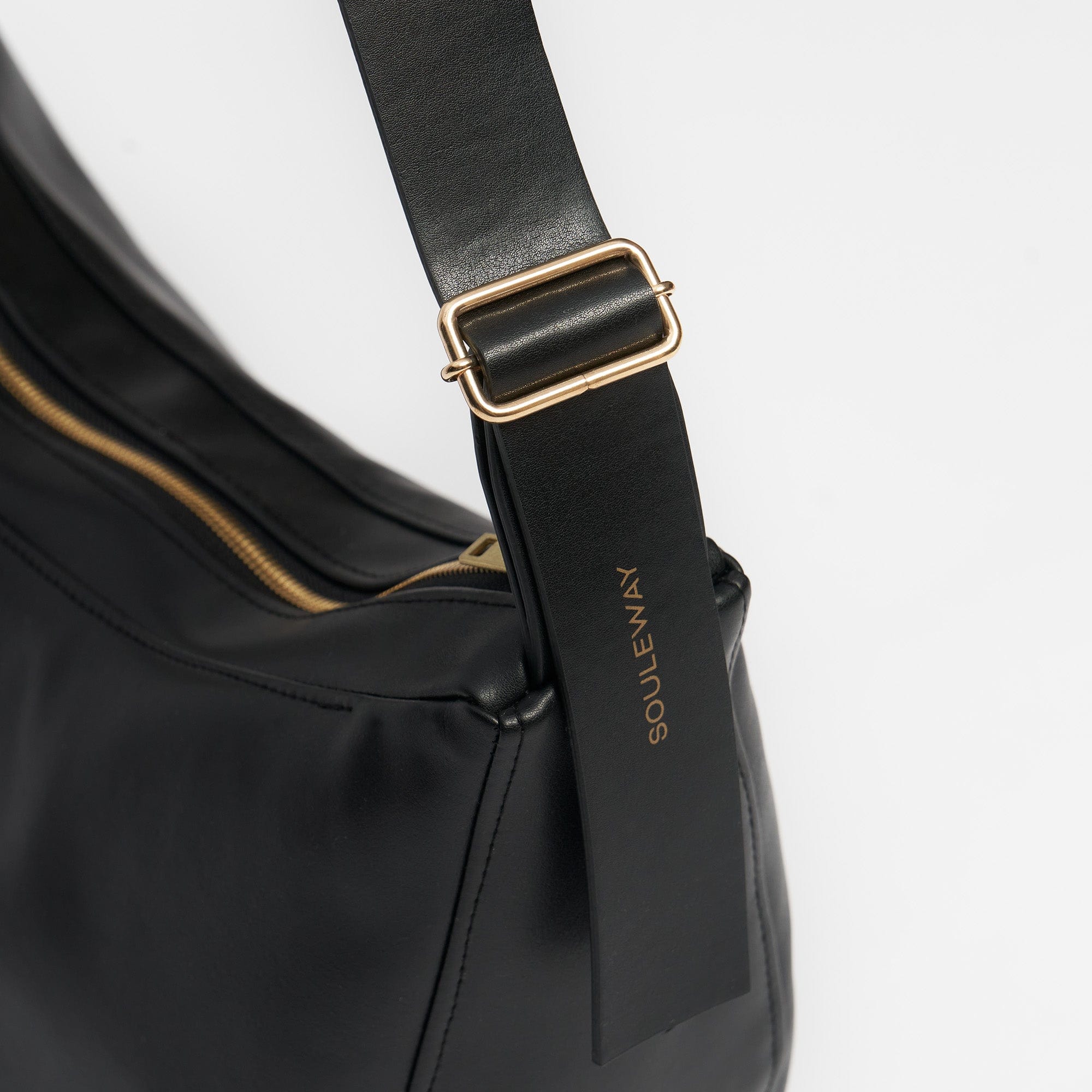 Oleatex Vegan Olive Leather Half Moon Crossbody Bag for Women | Night Black | Perfect for Evening Events, Parties, and Casual Outings