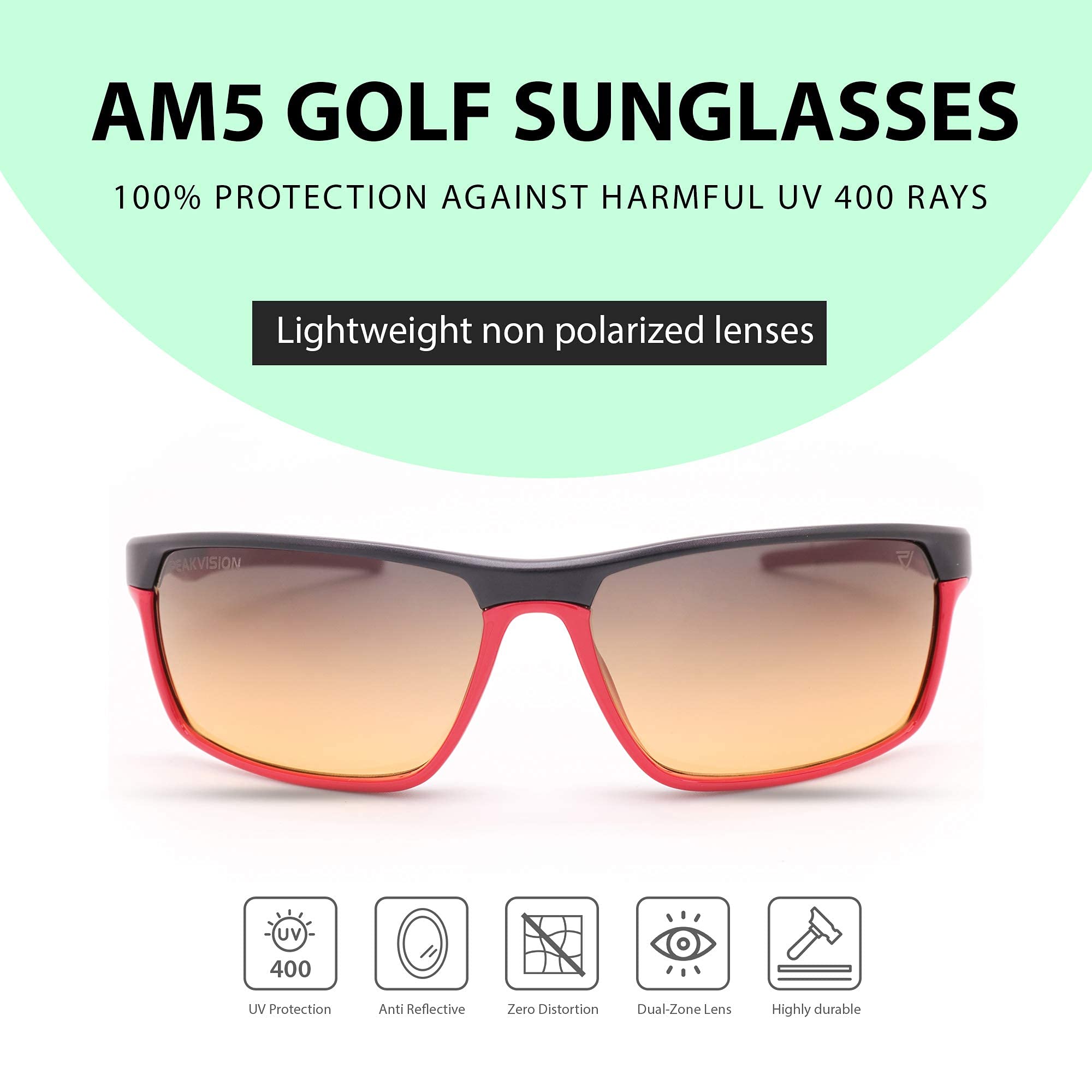 AM5 Non-Polarized Unisex Sunglasses - Lightweight Frame with Dual-Zone Lens Technology for Outdoor Sports & Driving