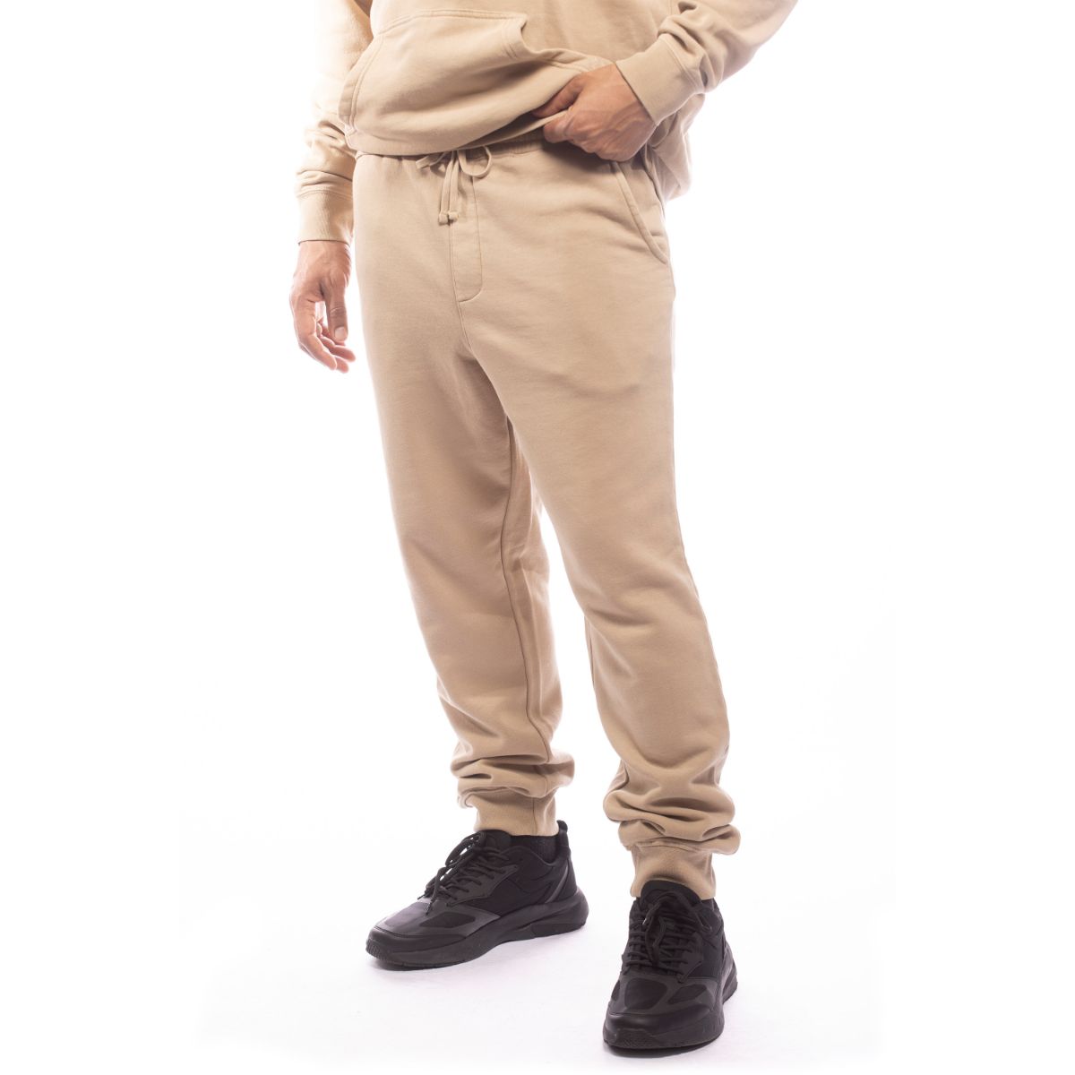 Eco-Friendly Relaxed Upcycled Joggers in Sand - Sustainable Comfort Pants for Men & Women - Perfect for Yoga, Lounging & Casual Wear