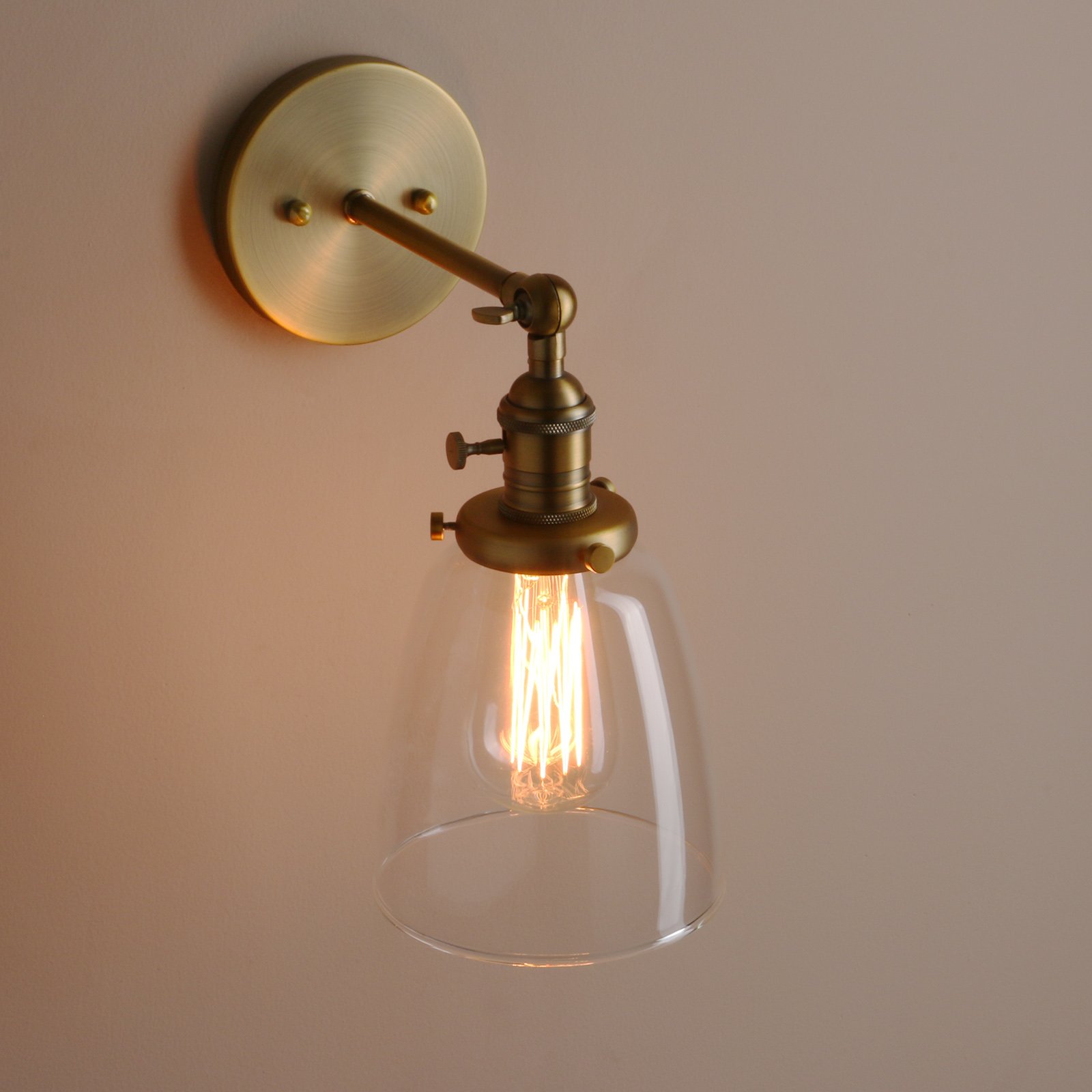 Globe Wall Sconce with Bell Glass Shade - Modern Bathroom Vanity Lighting Fixture for Powder Room, Master Bath & Hallway Decor
