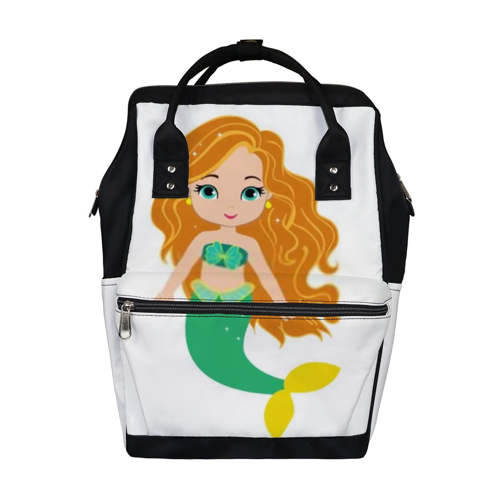 Waterproof Mermaid Diaper Backpack for Baby & Travel - Large Capacity Baby Nappy Changing Bag with Laptop Compartment | Cute Yellow Green Design for Women & Men | Perfect for Daycare, Beach Trips & Family Outings