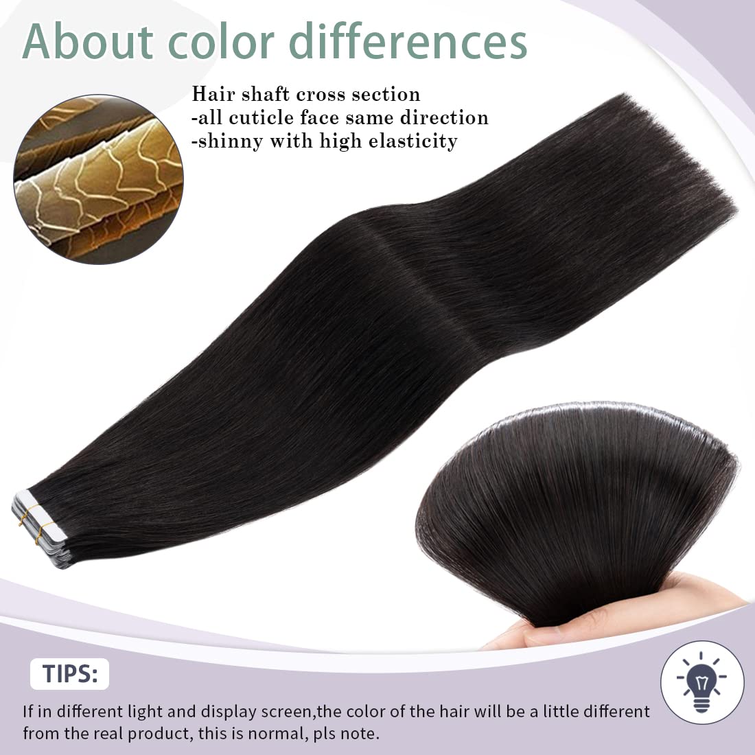 20Pcs 60g Human Hair Tape-in Extensions for Women - Seamless Skin Weft, Invisible Double-Sided Tape, Silky Straight 22 Inch (#1B Natural Black) - Perfect for Daily Styling, Parties & Special Occasions