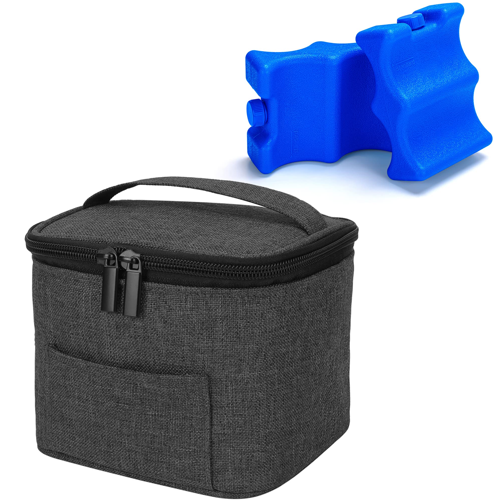 Luxja Insulated Breastmilk Cooler Bag with 4 Ice Packs - Holds Four 5oz Bottles, Portable Breast Milk Storage for Travel, Work & Pumping - Perfect for Nursing Moms (Black)