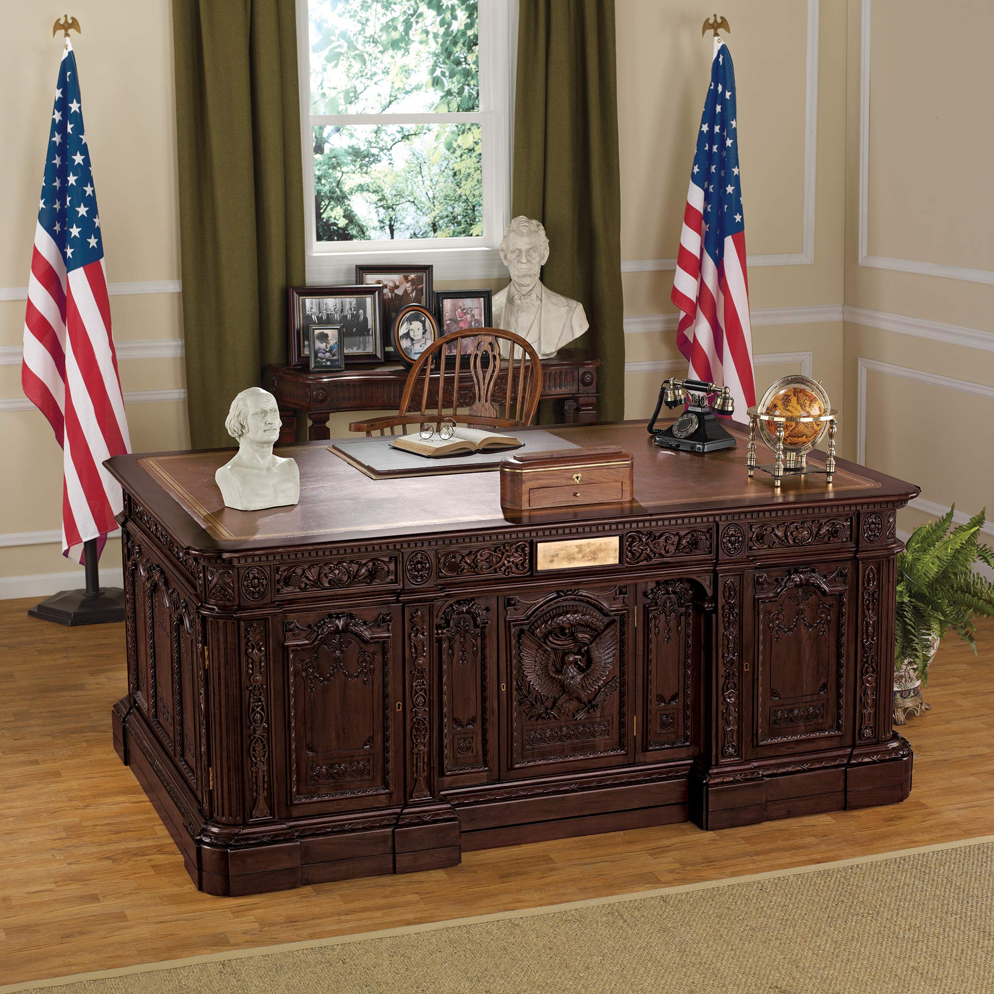 Design Toscano Oval Office Presidents' H.M.S. Resolute Desk Replica - Executive Wooden Writing Desk for Home & Office Decor - Perfect for Study Rooms, Libraries & Political Memorabilia Collections
