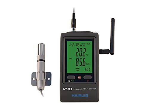 WiFi Temperature Humidity Data Logger R90EX-W -40~100℃ 0~100% RH with External Sensor, Sound & Light Alarm, Wireless Communication & USB Software - Ideal for Warehouse, Workshop, Laboratory, Pharmacy, and Food Storage Monitoring