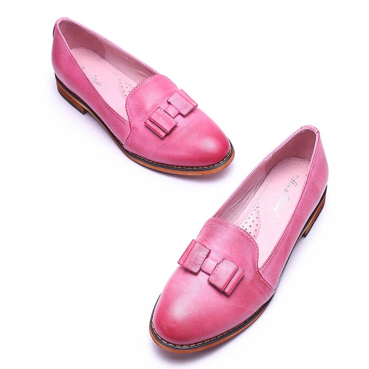 Women's Leather Bow Penny Loafers - Business Casual Slip-On Flats for Office Work | Comfortable & Stylish Ladies Shoes for Professional & Everyday Wear