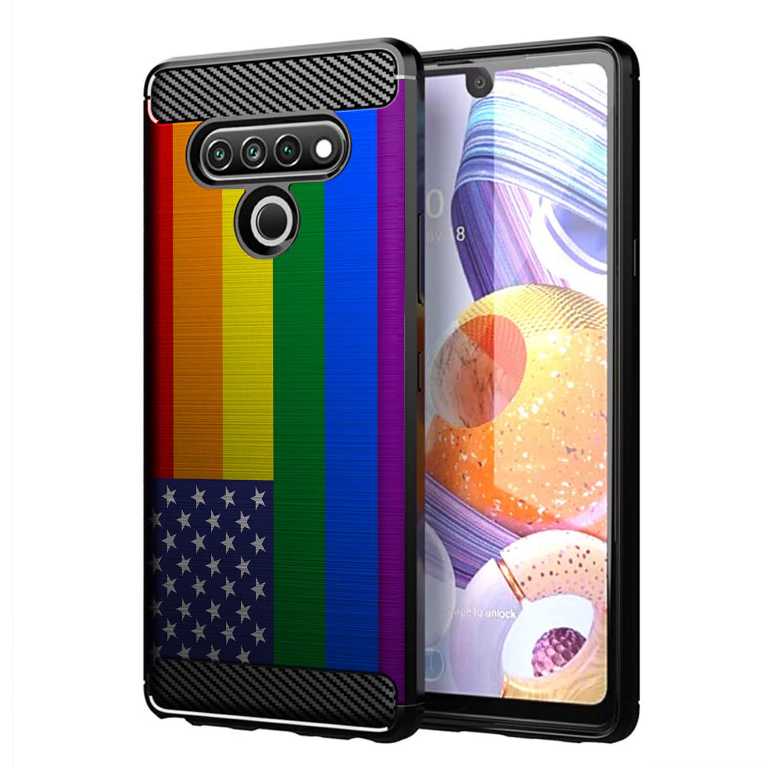 LG Stylo 6 Case (2020) - Slim Black Flexible TPU Shockproof Phone Cover with USA Flag Design | Perfect for Everyday Protection & Patriotic Style