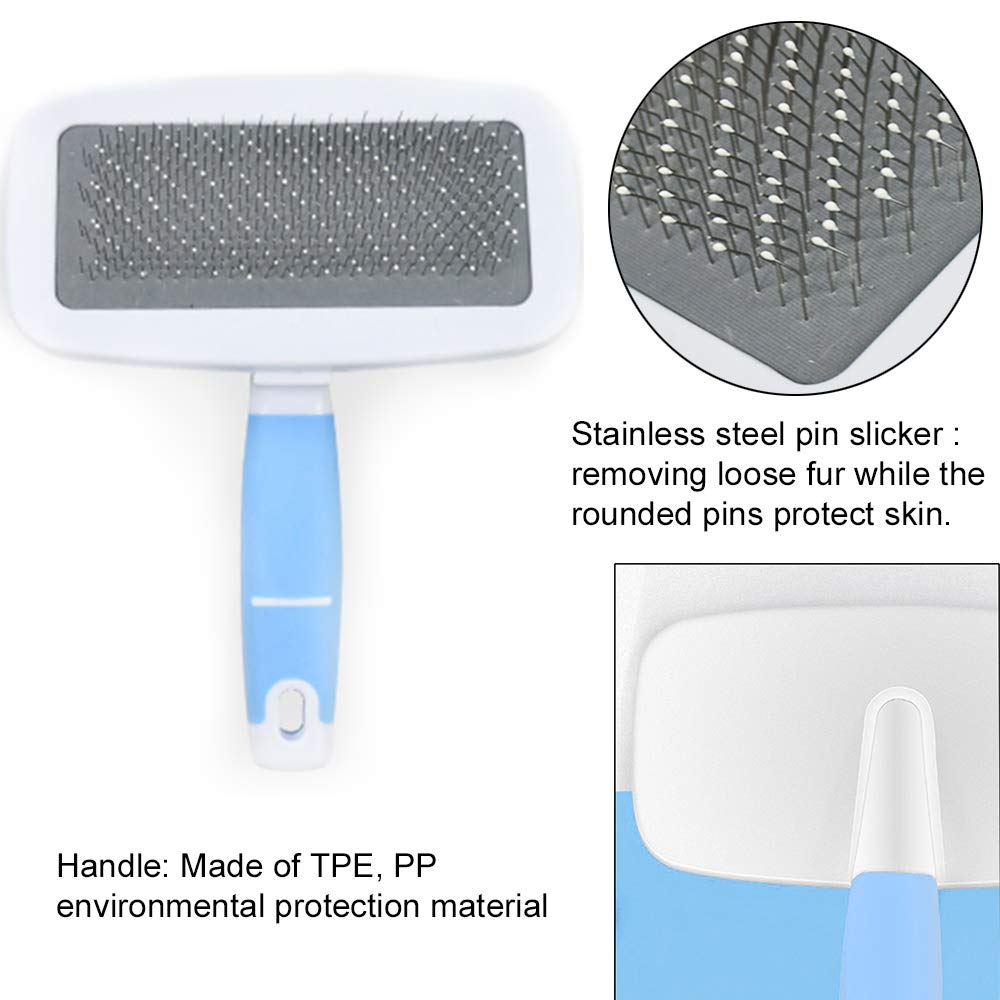 Premium Dog & Cat Deshedding Brush - Gentle Slicker Comb for Grooming, Dematting & Hair Removal | Includes Nail Clippers for Small Pets | Perfect for Home Grooming & Shedding Control