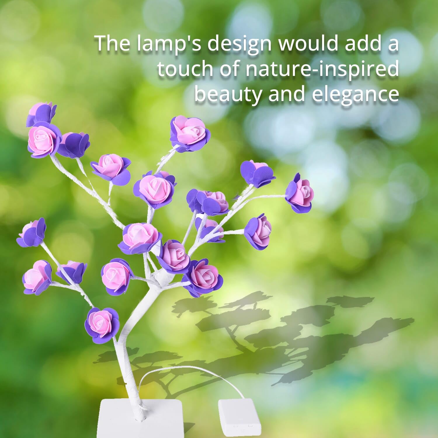 Shop LC Purple LED Rose Tree Light - 24 Multi-Headed Rose Lamp for Table Desk - Valentine's Day Home Decor & Romantic Gifts - Perfect for Bedroom, Living Room, and Wedding Decorations