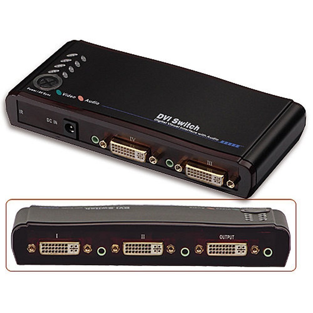 Lindy 4 Port DVI Audio/Video Switch (38032) - High Speed HDMI Splitter for Home Theater, Gaming & Office Setup - Perfect for Multiple Monitor Displays & AV Systems