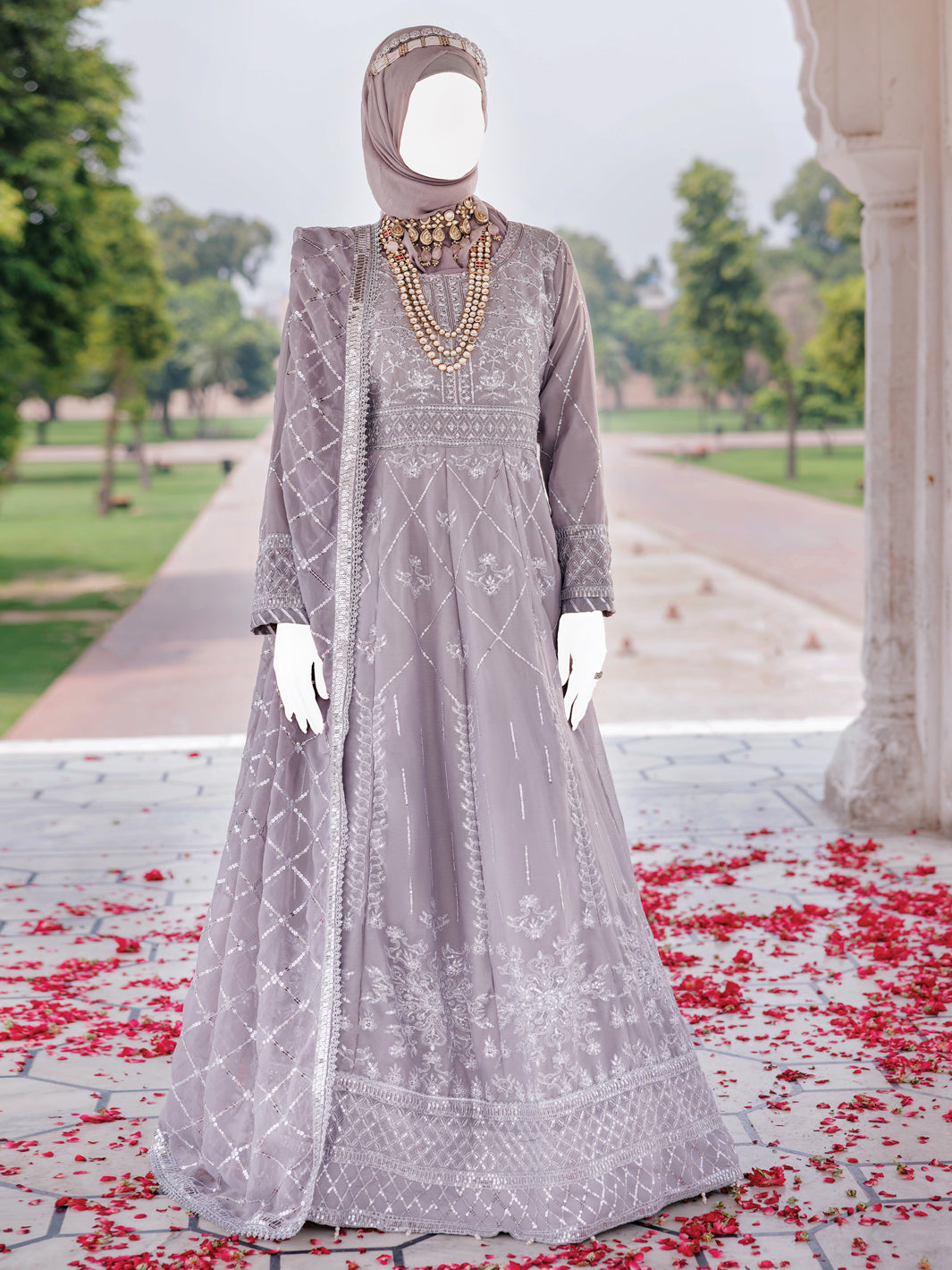 Elegant Grey Chiffon Stitched Suit by J. Junaid Jamshed - Perfect for Weddings, Parties & Formal Events