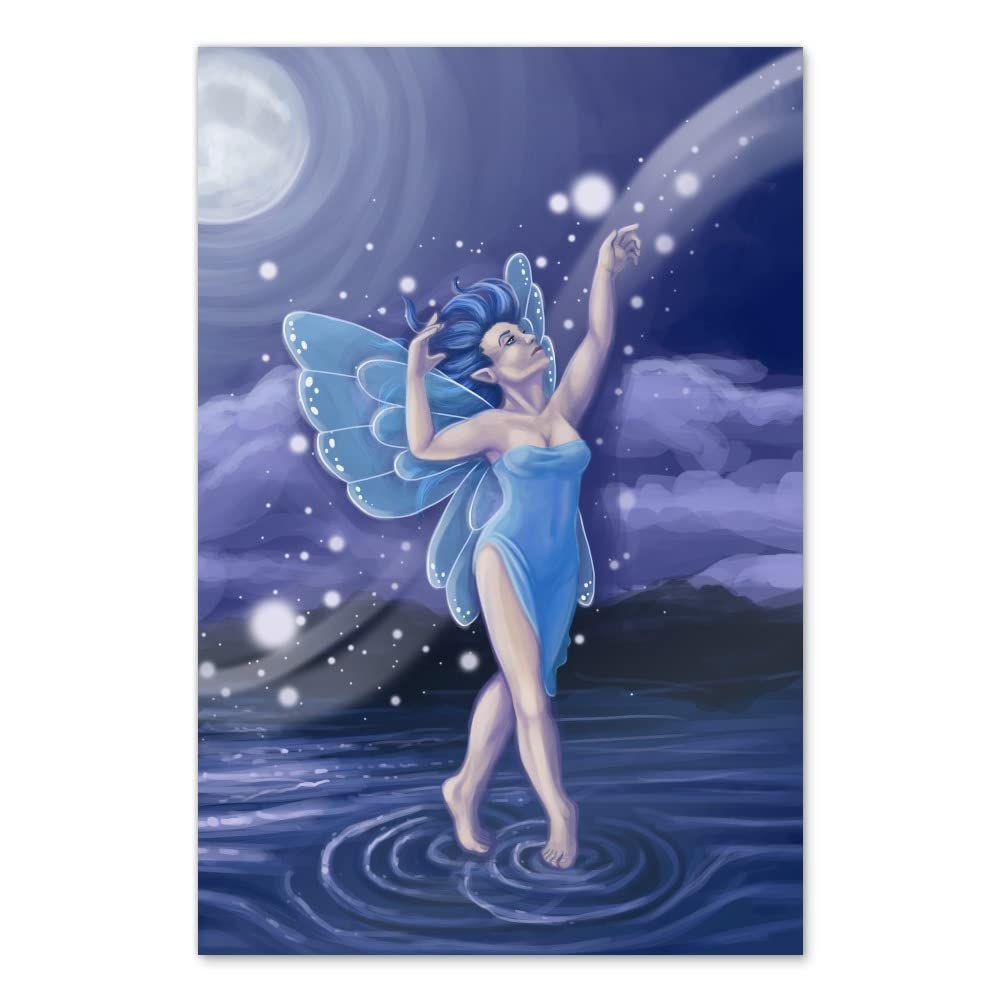 Enchanted Dancing Fairy Moonlit Night Wall Art - Premium Paper Poster for Home Décor & Room Decoration | Perfect for Bedroom, Living Room & Gift Giving