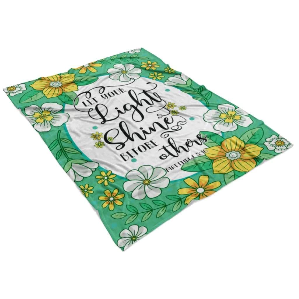 Matthew 5:16 Let Your Light Shine Before Others Christian Prayer Blanket - Bible Verse Fleece Blanket for Worship, Bible Study & Comfort - Religious Gift for Catholics, Jesus Lovers & Church Groups