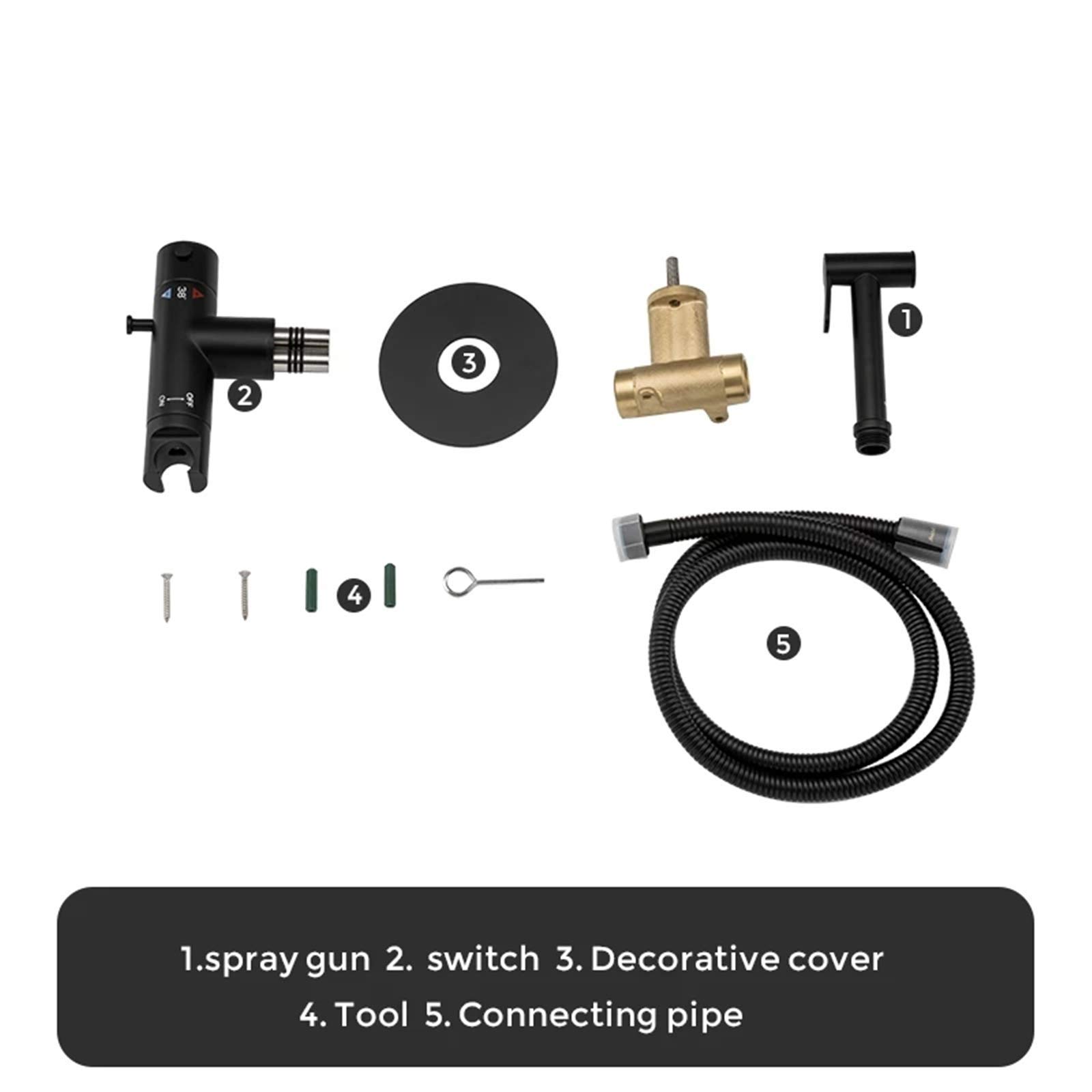 XBSXP Black Thermostatic Bidet Faucet - Brass Toilet Sprayer with Temperature Control - Bathroom Bidet Shower for Toilet Cleaning & Personal Hygiene - Perfect for Modern Bathrooms & Water Conservation