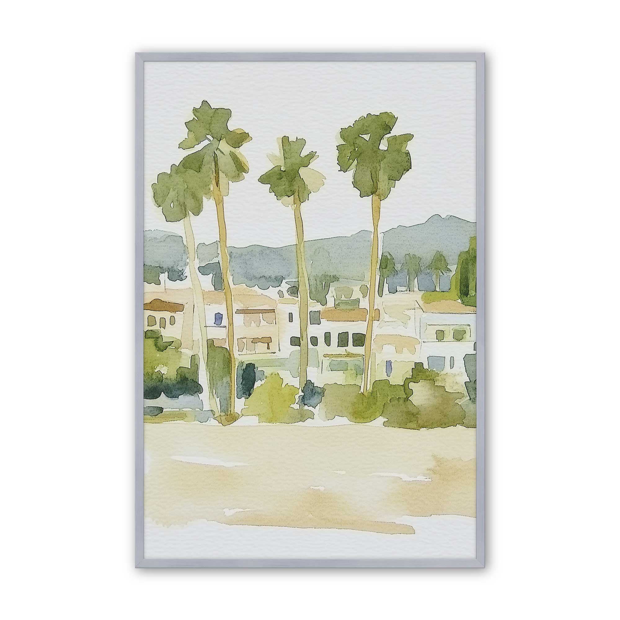 Desert Palms and Villas Wall Art Print - Tropical Landscape Canvas Painting for Home & Office Decor | Perfect for Living Room, Bedroom, Beach House