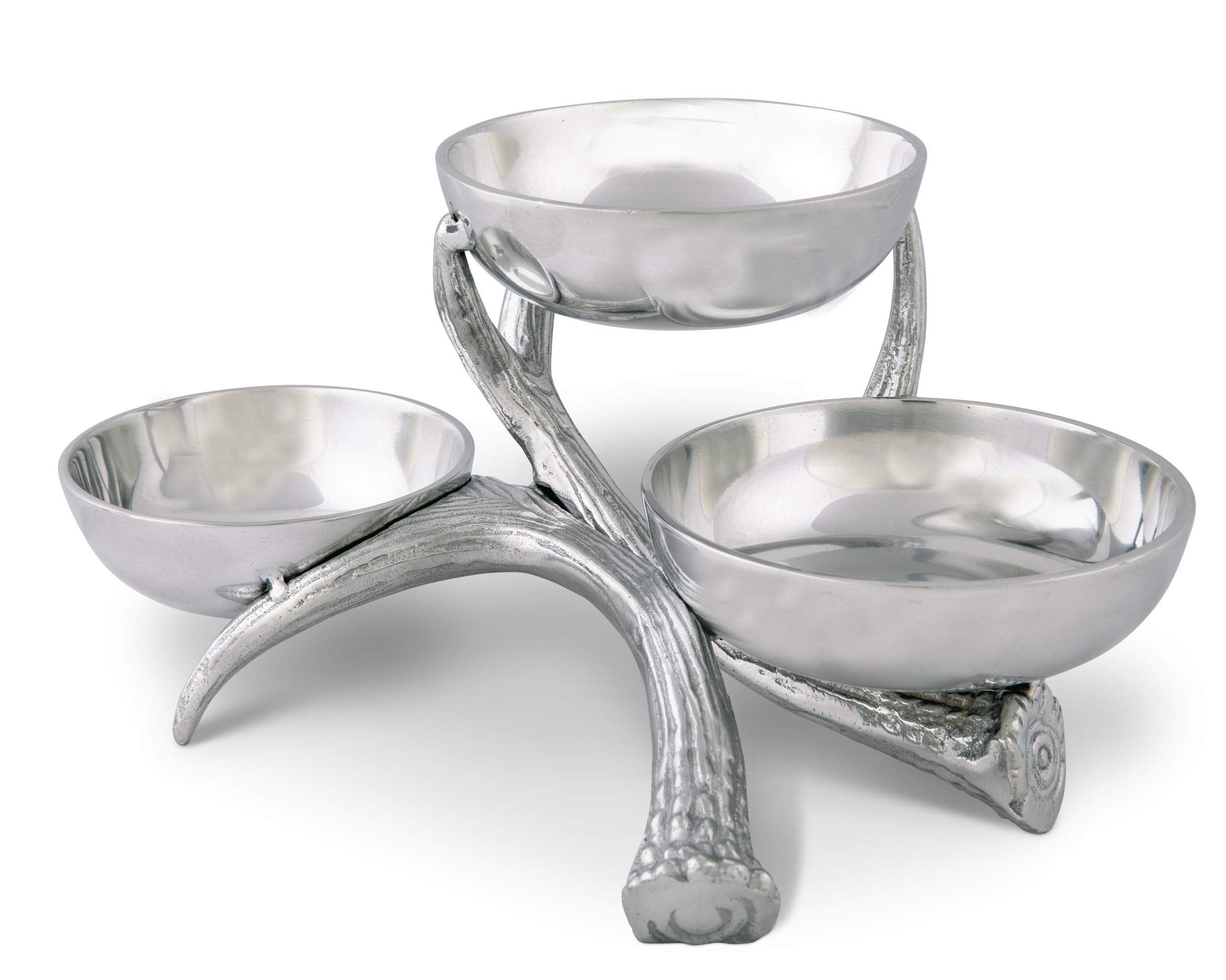 Arthur Court Designs Aluminum Antler Tiered 3-Bowl Serving Set - 14