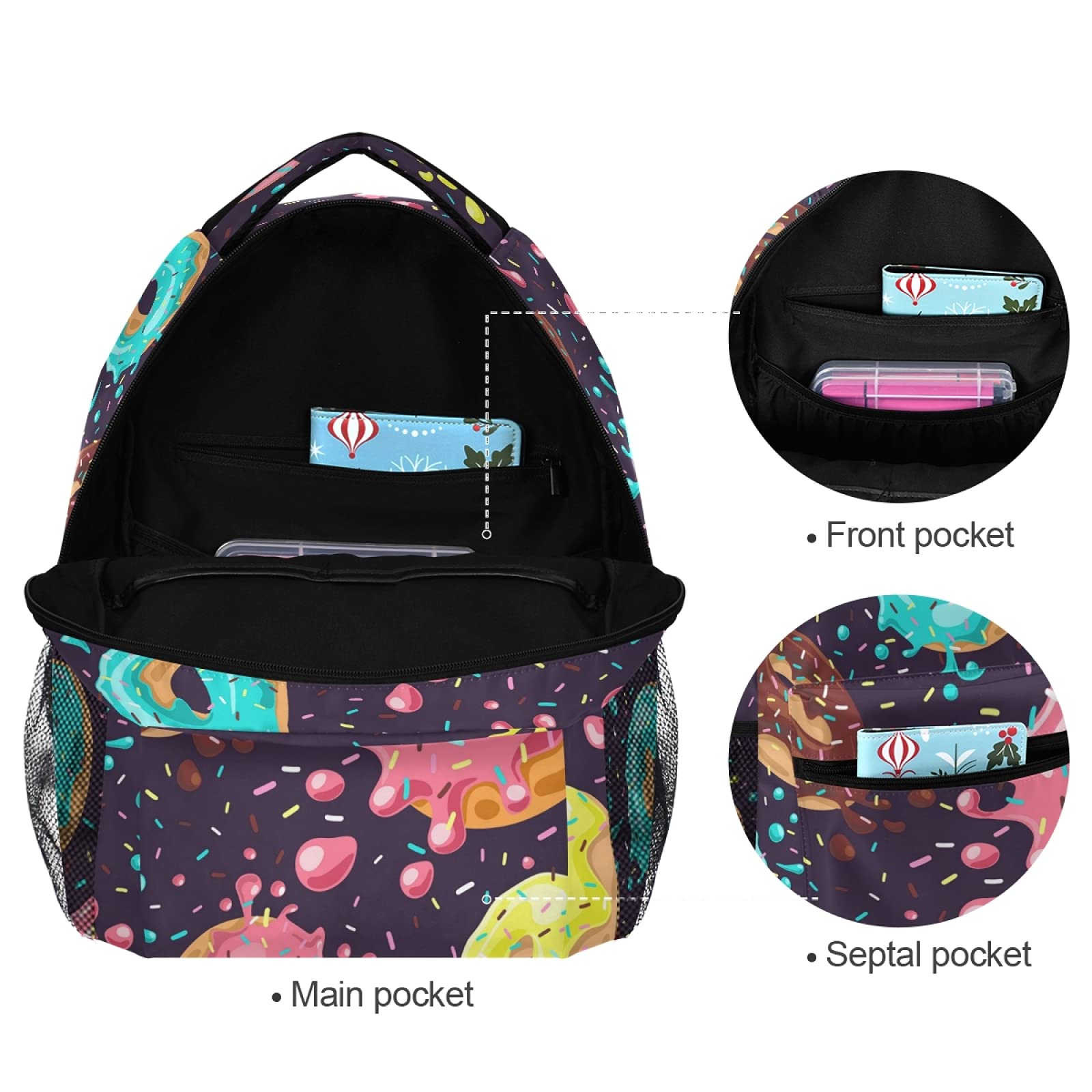 ALAZA Macaron Donut Backpack for School & Travel - Cute & Durable Knapsack for Primary & Junior High Students - Perfect for School, Outings & Daily Use