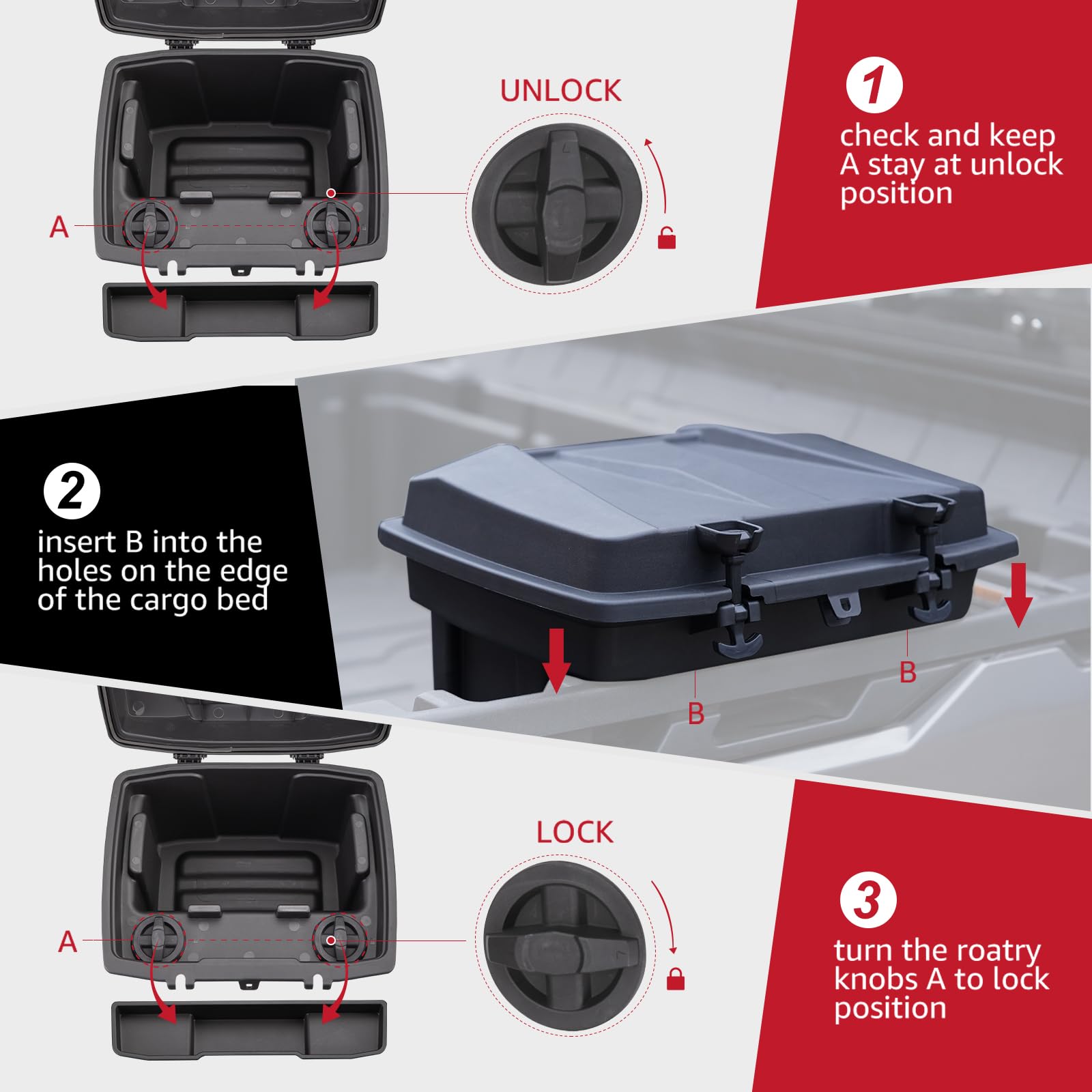 A & UTV PRO Heavy-Duty Bed Storage Box for 2016-2024 Can Am Defender Max HD5 HD8 HD9 HD10 & 2021-2024 Can Am Commander | Removable Hard Cargo Tool Box | Perfect for Off-Road Gear Storage, Hunting Equipment & Camping Supplies