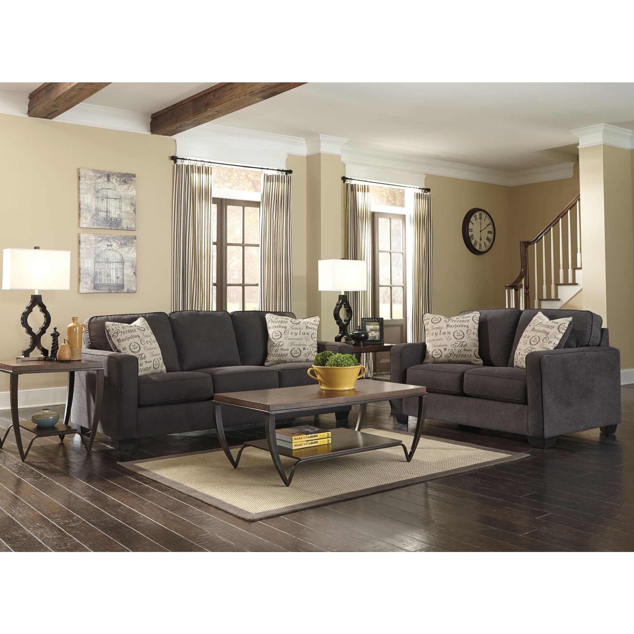 Alenya Modern Sofa - Charcoal Gray Upholstered Couch for Living Room, Lounge & Office - Comfortable 3-Seater with Sturdy Wooden Legs