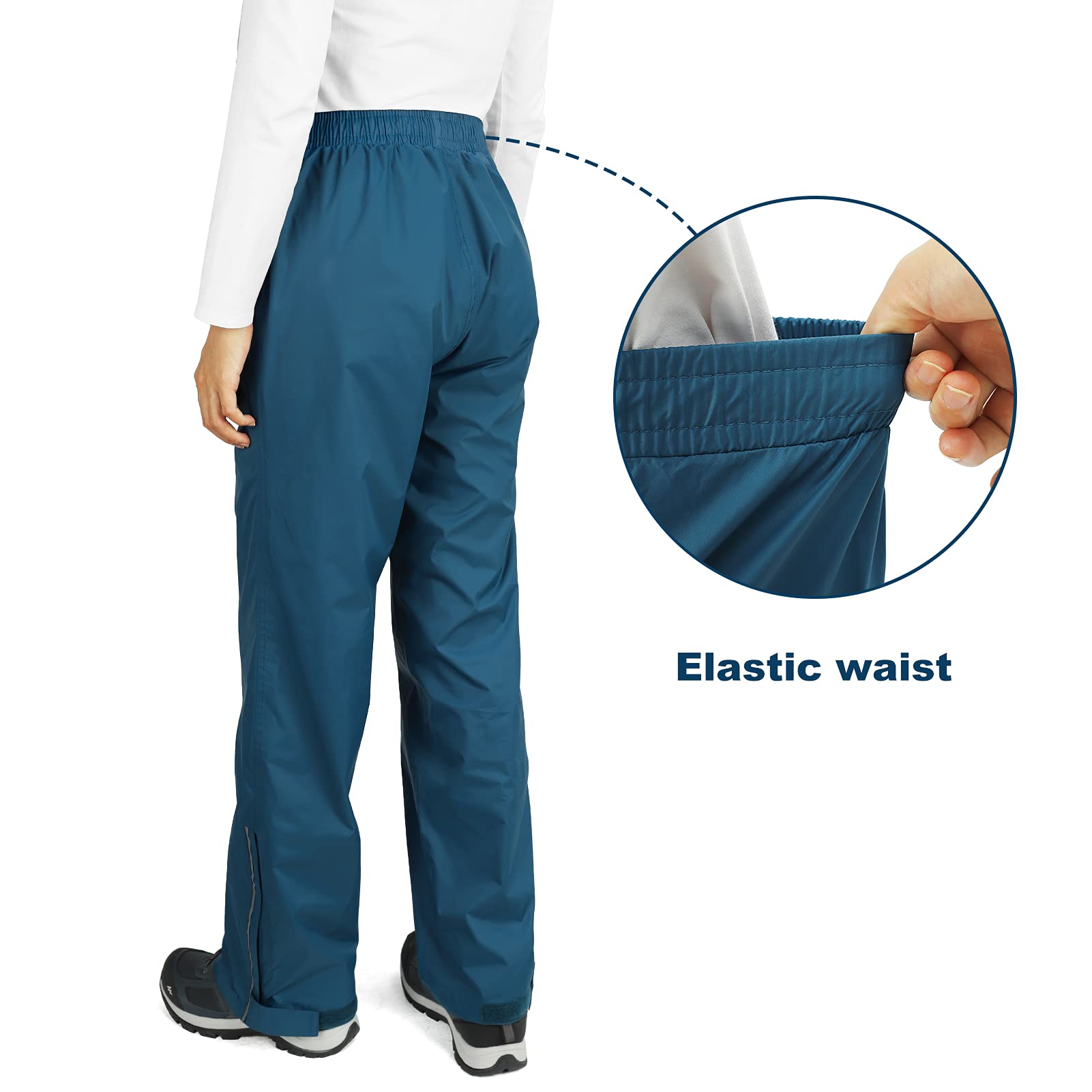 Outdoor Ventures Women's Waterproof Rain Pants - Packable Windproof Hiking Pants with Breathable Technology for Outdoor Adventures | Perfect for Hiking, Camping & Wet Weather Activities