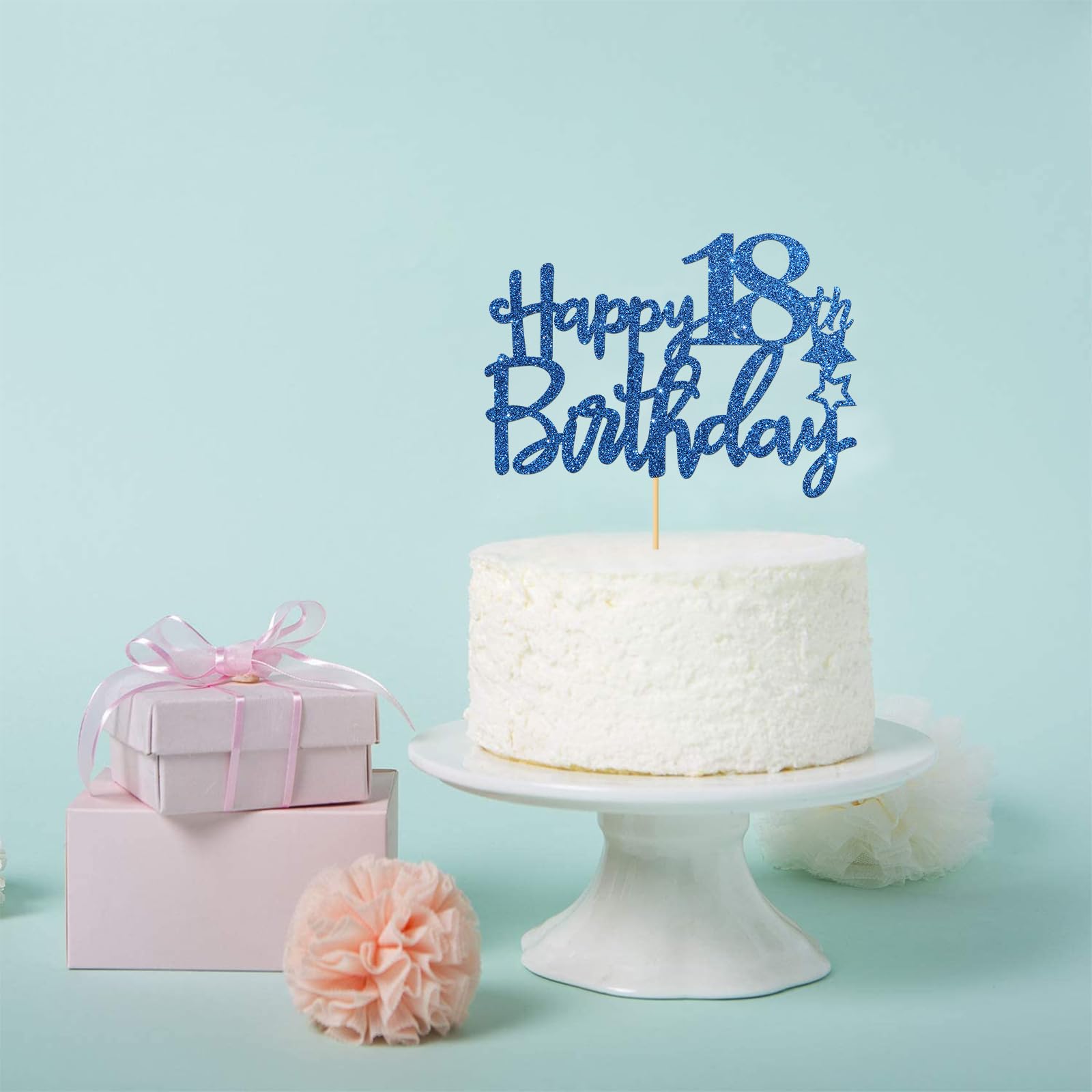 Royal Blue Glitter Happy 18th Birthday Cake Topper - 18 Sign Cake Decorations - Cheers to 18 Years Party Supplies - Perfect for 18th Birthday Parties, Sweet 16 Celebrations & Milestone Decor