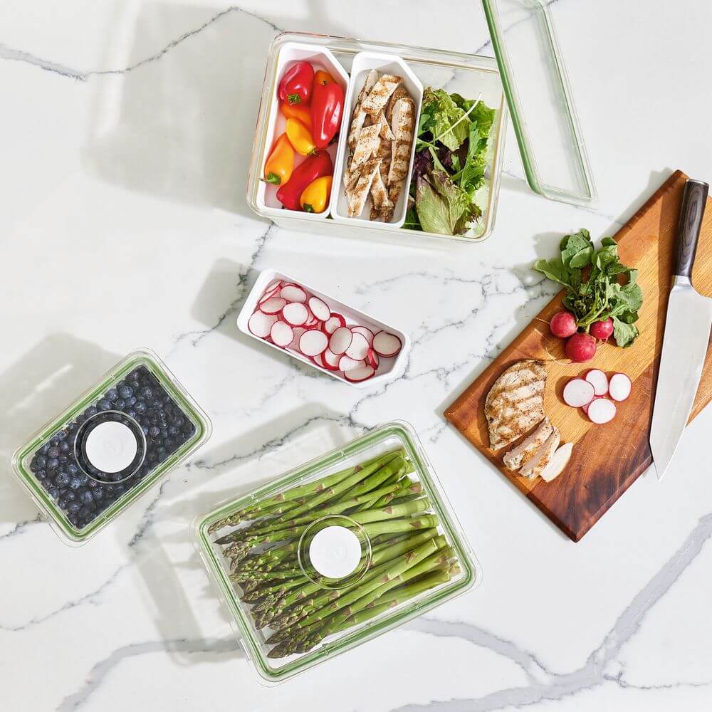 iDesign Large Tall Fridge Storage Container with Removable Insert Trays - Perfect for Organizing Leftovers, Meal Prep, and Beverages in Your Refrigerator