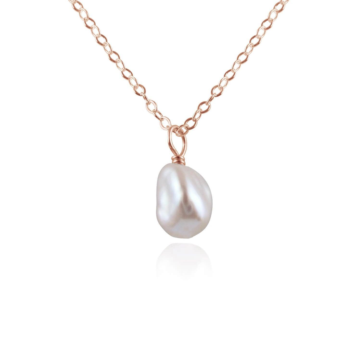 Tiny Raw White Freshwater Pearl Pendant Necklace - Dainty Natural Pearl Jewelry for Women - Perfect for Weddings, Date Nights & Special Occasions