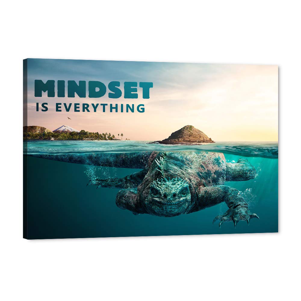 Motivational Canvas Wall Art for Office & Home - 'Mindset is Everything' Inspirational Quote Print, Framed Gym & Work Decor (12x18 Inches) - Perfect for Office Motivation, Home Inspiration & Fitness Room Encouragement