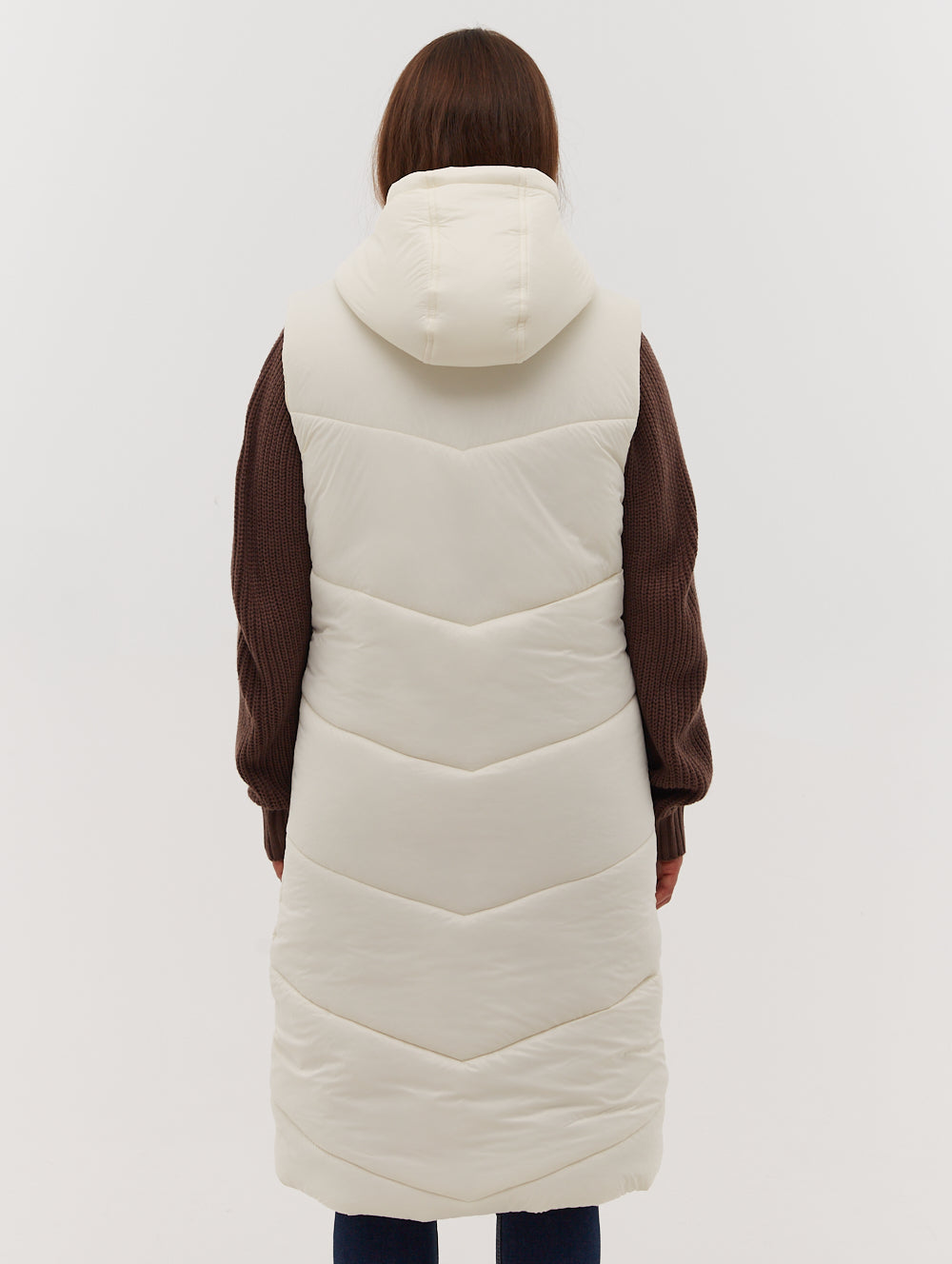 Illy Women's Longline Chevron Puffer Vest - Lightweight Quilted Down Alternative Jacket for Outdoor Hiking, Camping & Winter Fashion