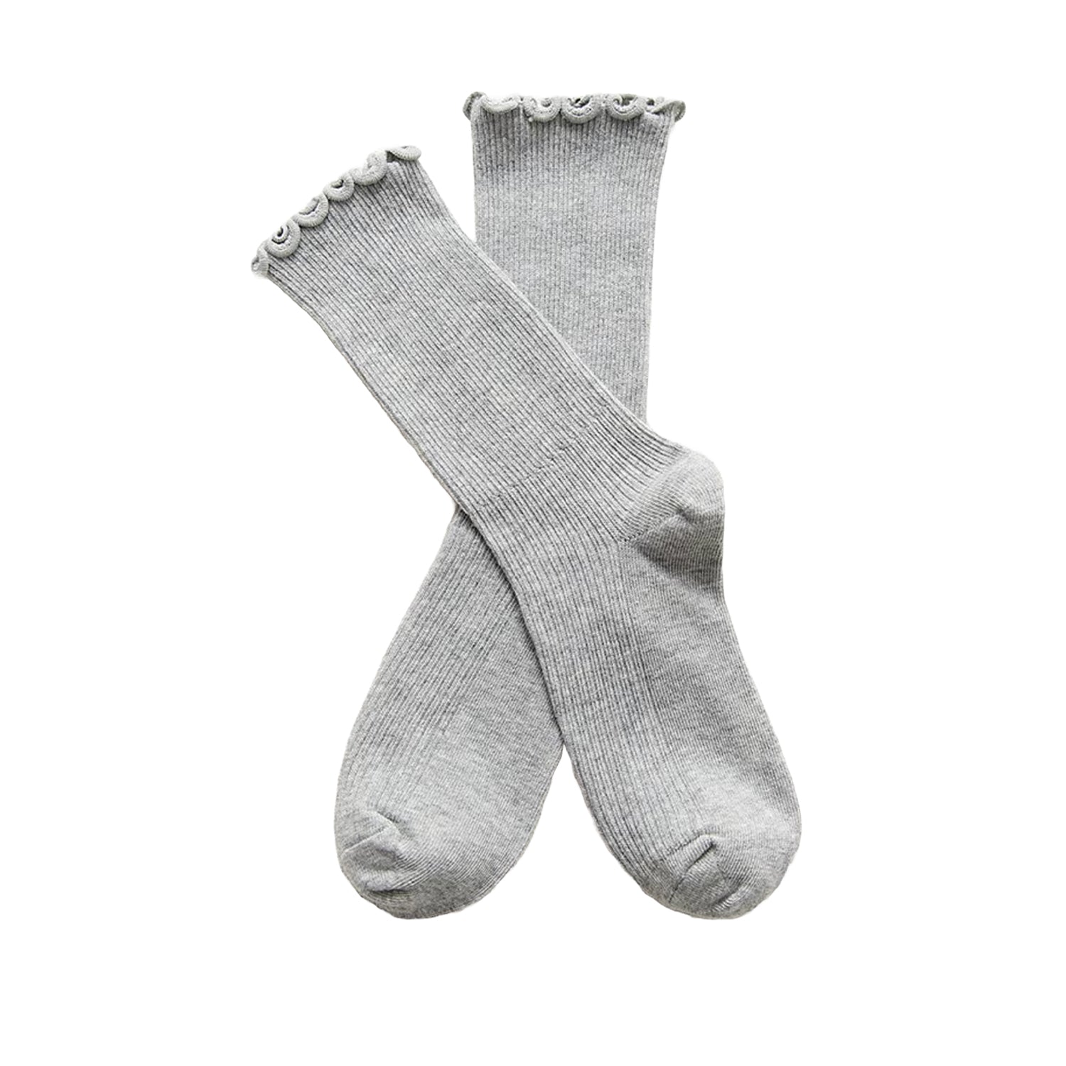 FLOOF Ribbed Tall Socks for Women - Light Grey Crew Socks | Comfortable & Stylish Knee-High Socks for Casual Wear, Workout & Winter Fashion