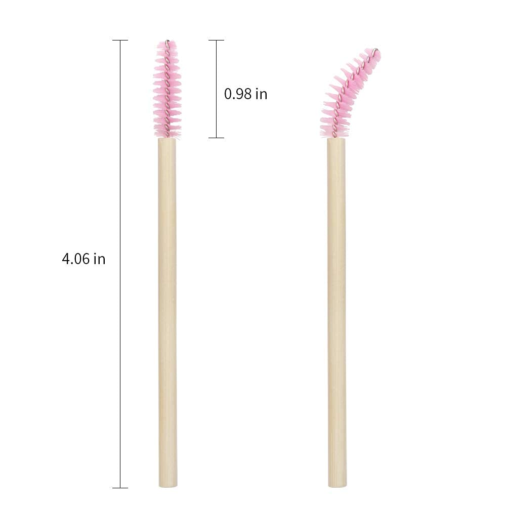 100 Pack Disposable Bamboo Mascara Wands - Eco-Friendly Eyelash Extension Brushes with Soft Pink Handles for Professional Makeup Artists & DIY Beauty | Perfect for Salon, Home Use & Travel Makeup Kits