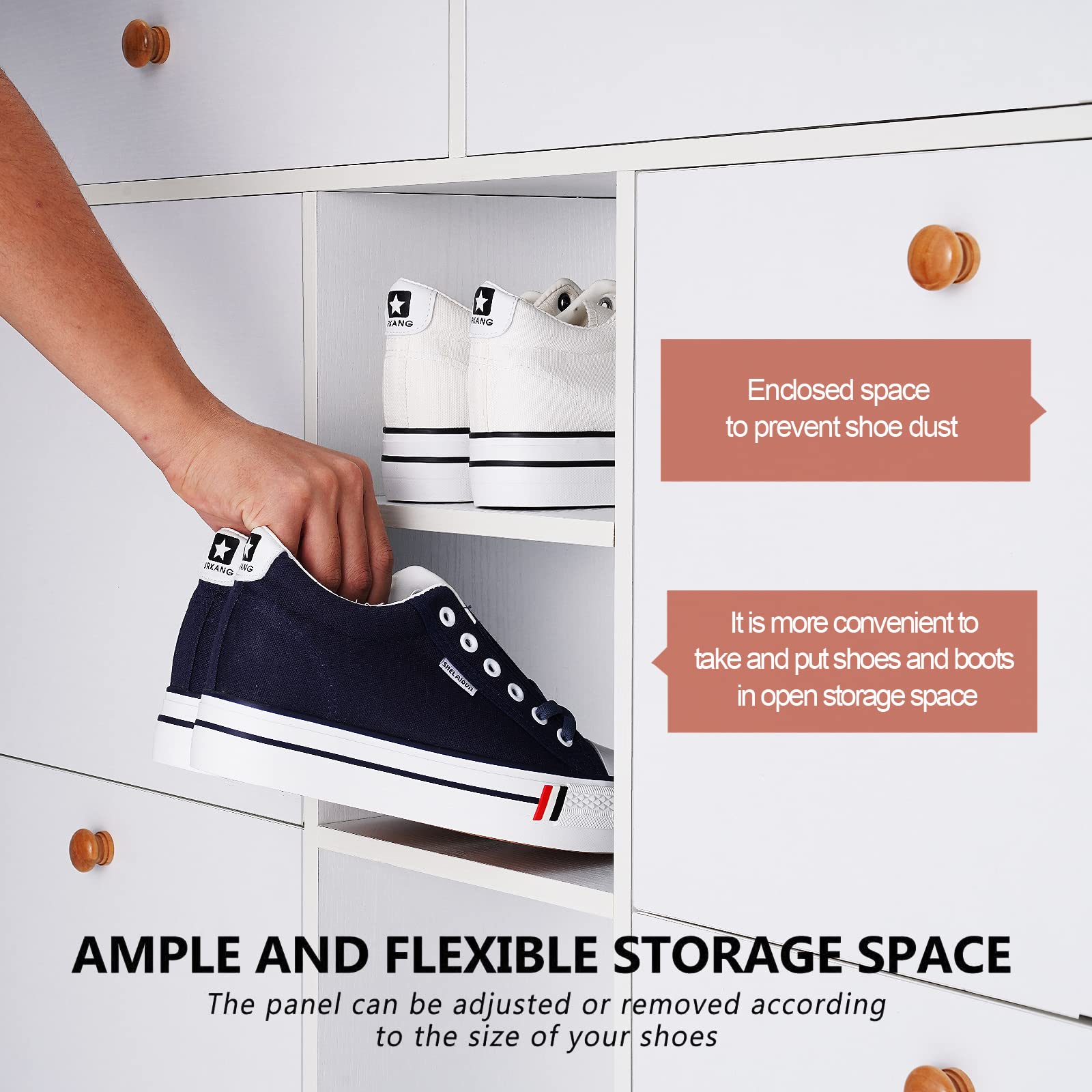 Modern White Shoe Cabinet for Entryway - Freestanding Shoe Rack Storage Organizer with Drawers | Perfect for Small Spaces, Hallway Organization & Shoe Storage Solutions