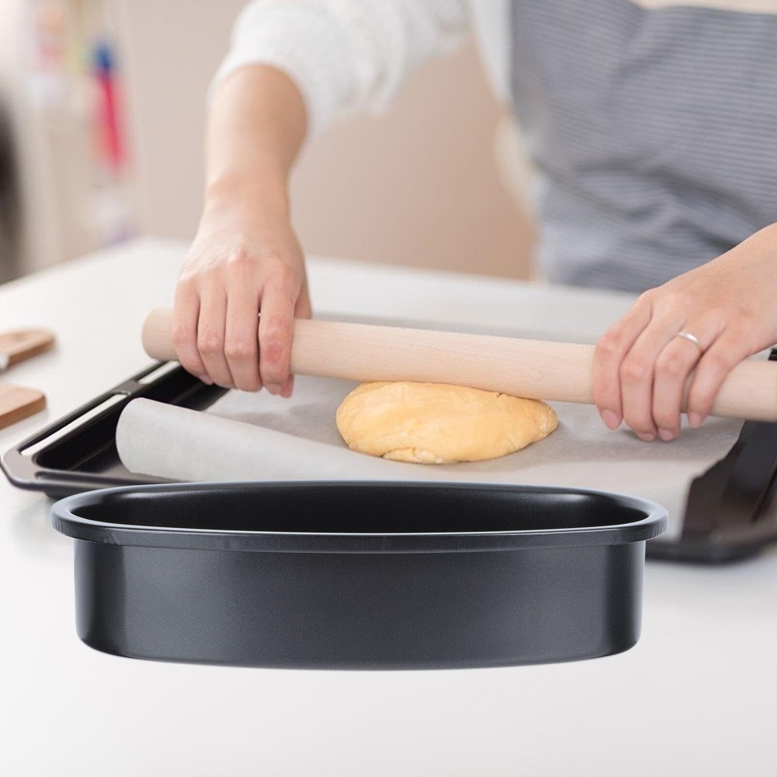 Nonstick Oval Bread Loaf Pan - Carbon Steel Baking Pan for Cheesecake, Cake & Bread - YARDWE Metal Bakeware Mold (Black) - Perfect for Home Baking, Holiday Desserts & Gift Giving