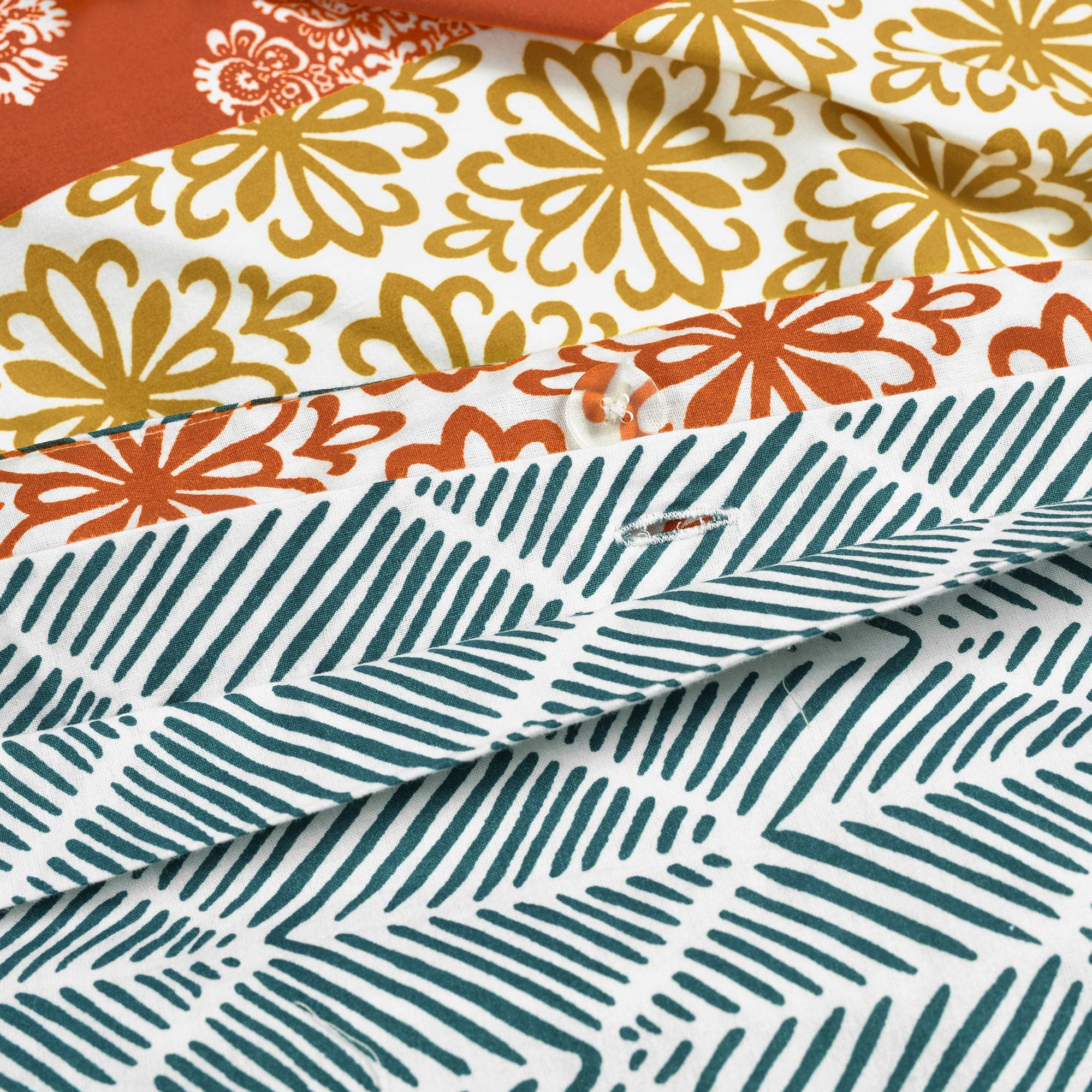 Bohemian Stripe Cotton Reversible Duvet Cover Set - King Size, 3-Piece Bedding Set with Pillowcases - Soft & Breathable for All Seasons - Perfect for Boho Chic, Farmhouse & Modern Bedroom Decor