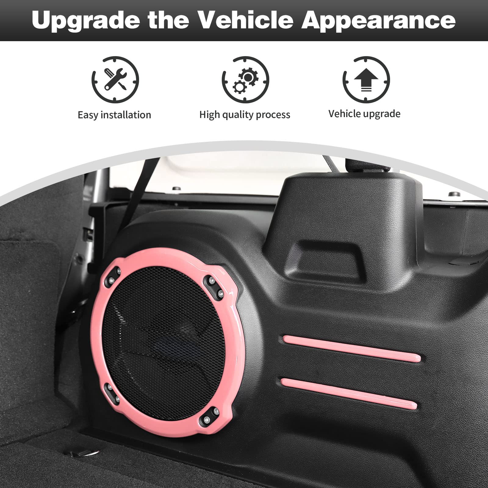 CheroCar A Pillar Speaker Trim Cover, Roof Speaker Audio Trim Cover & Trunk Speaker Cover Ring Kit - Interior Accessories for Jeep Wrangler JL JLU & Gladiator JT (2018-2022) - Pink - Perfect for Car Audio Upgrades & Off-Road Adventures