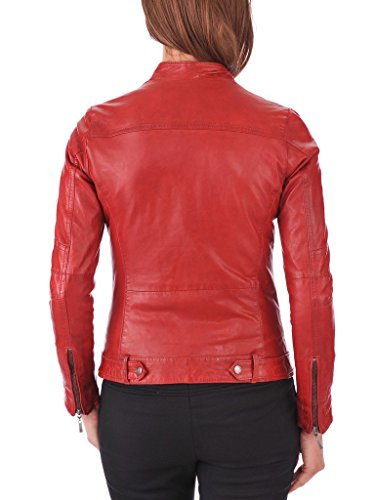 SID Red Scarlet Lambskin Leather Women's Biker Jacket - Stylish Motorcycle Outerwear for Casual Wear & Night Out
