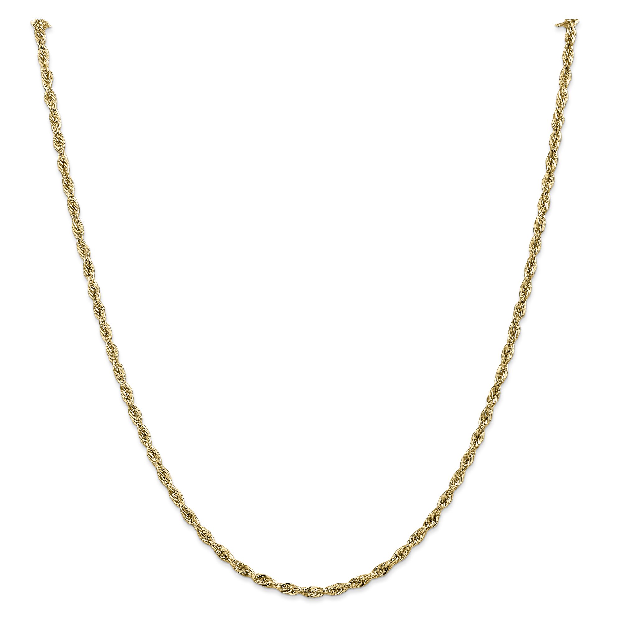10k Yellow Gold 2.8mm Semi-Solid Rope Chain Necklace for Women - Durable & Elegant Jewelry for Everyday Wear, Special Occasions & Gifts