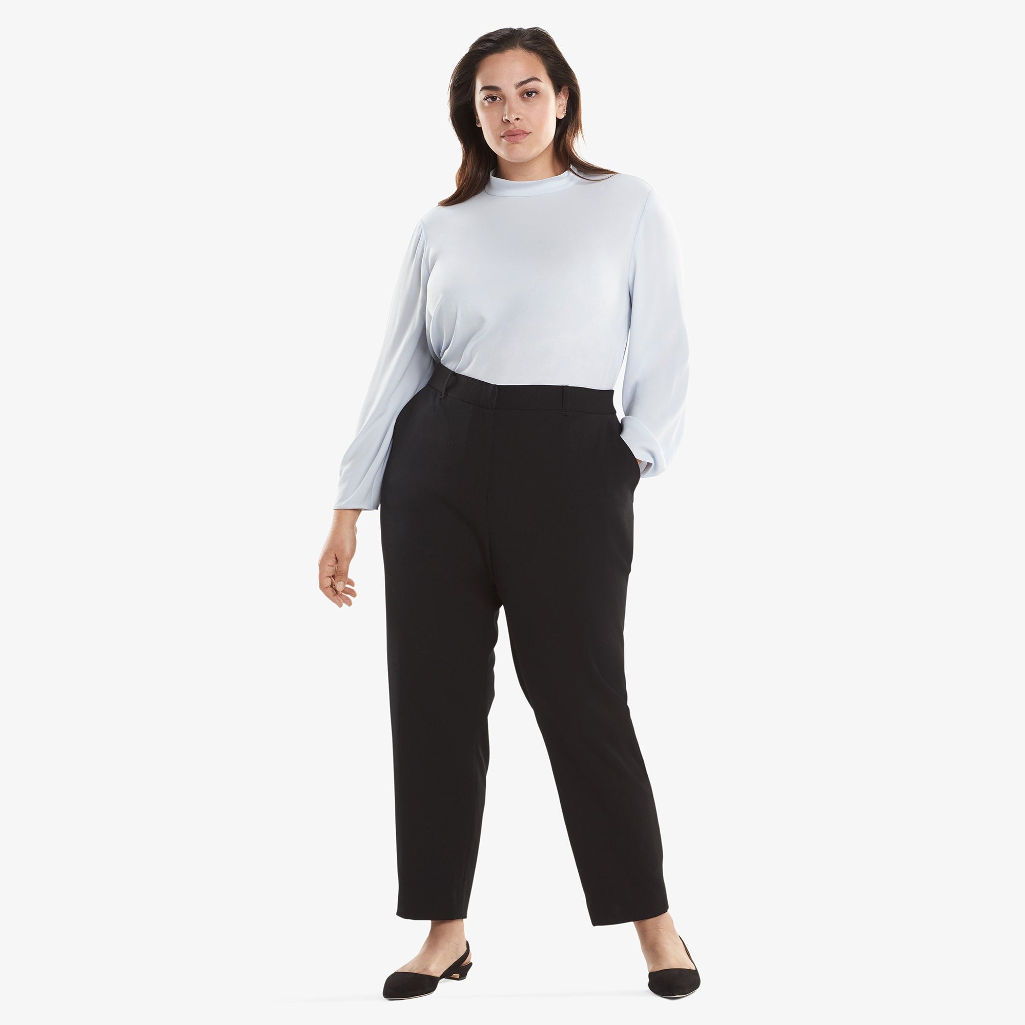 Mejia Light Twill Pants for Women - Comfortable Black Casual Trousers for Work, Office & Everyday Wear