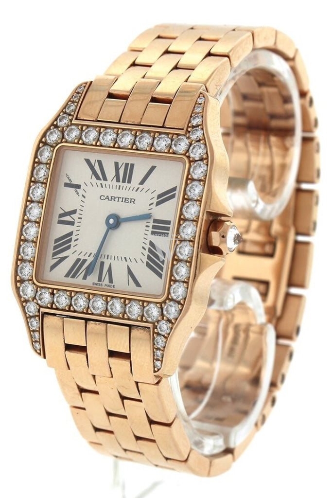 Cartier Santos Demoiselle 18K Rose Gold Diamond Ladies Watch WF9007Z8 - Luxury Pre-Owned Women's Timepiece for Special Occasions & Formal Events