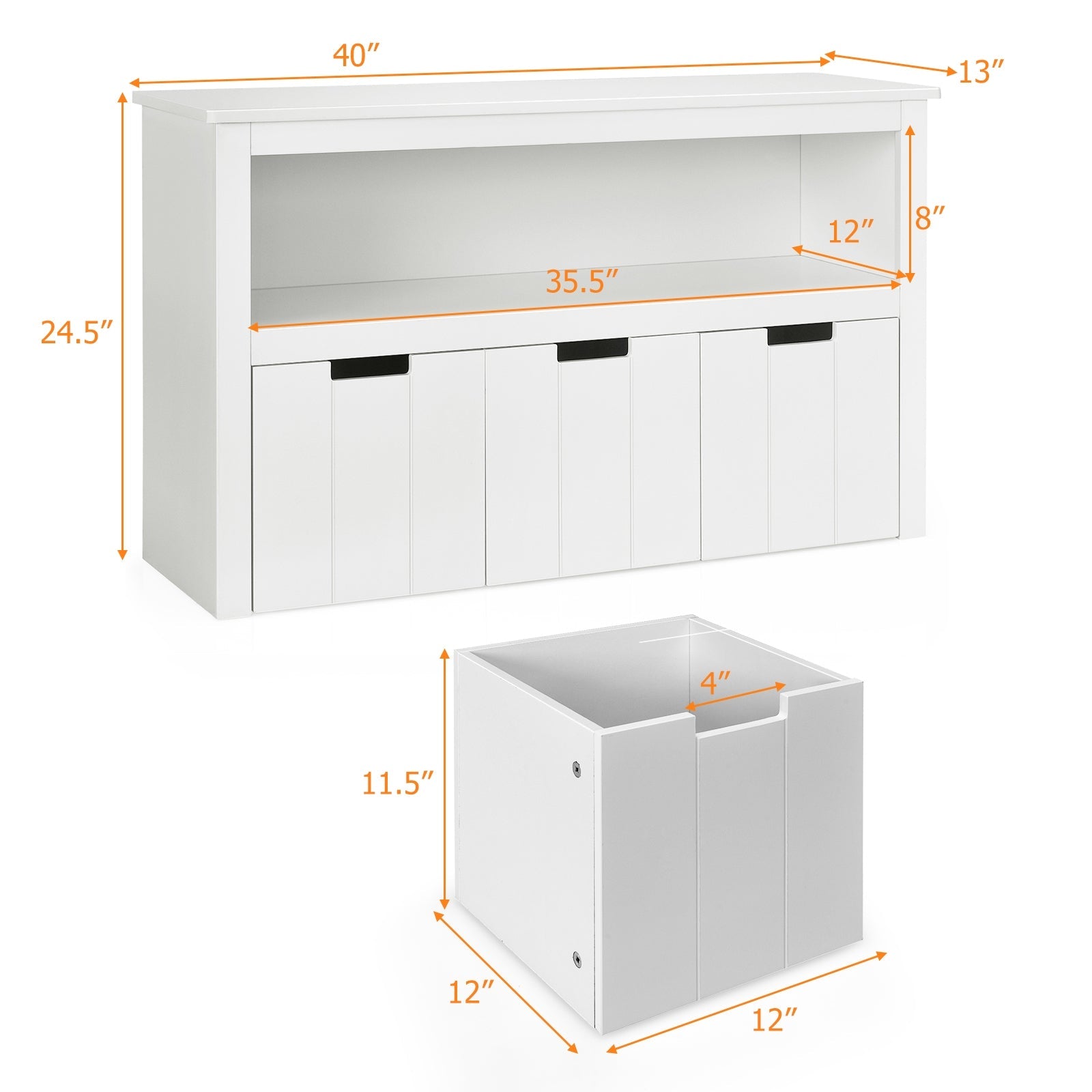 3-Drawer Kids Toy Storage Cabinet with Wheels - Large White Storage Cube Shelf for Bedroom, Playroom & Nursery Organization
