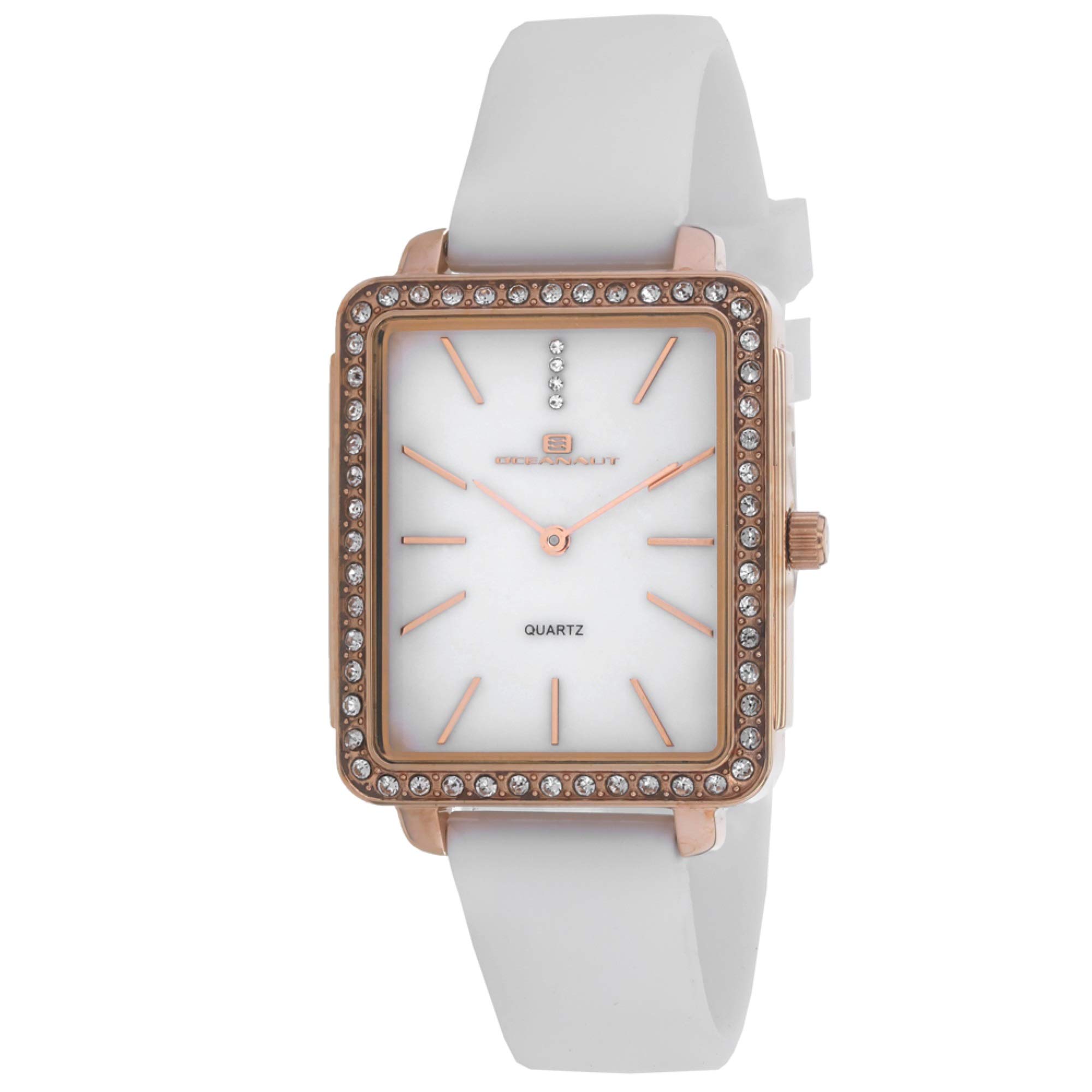 Oceanaut Women's Pink Stainless Steel Quartz Watch with Rubber Strap - Casual Waterproof Wristwatch for Everyday Wear, Swimming & Outdoor Activities (Model OC0273)