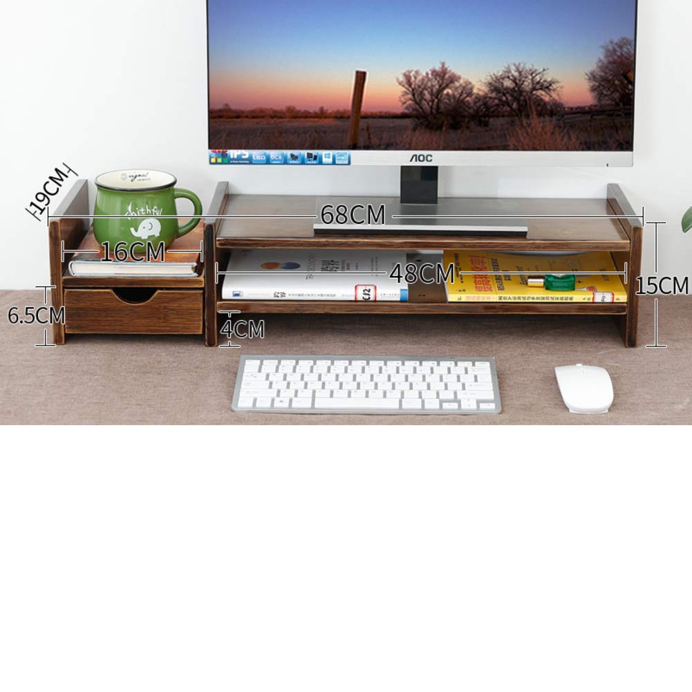 QTQHOME Wooden Monitor Stand Riser - Dark Brown Computer Desk Organizer (27x7x6 Inches) for Laptop, TV & Printer - Perfect for Home Office, Gaming Setup & Workspace Organization