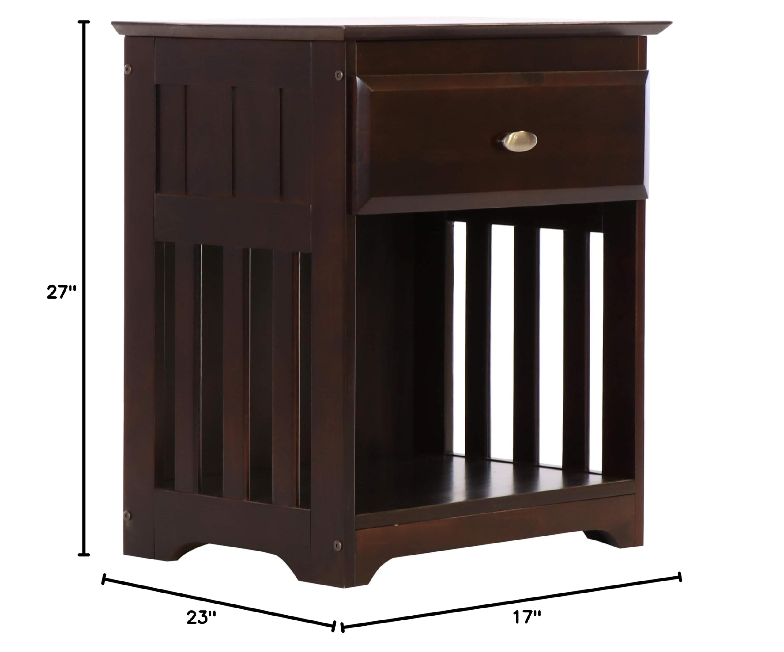 Discovery World Furniture Nightstand, Espresso Finish - Modern Bedside Table with Storage for Bedroom, Living Room, or Office