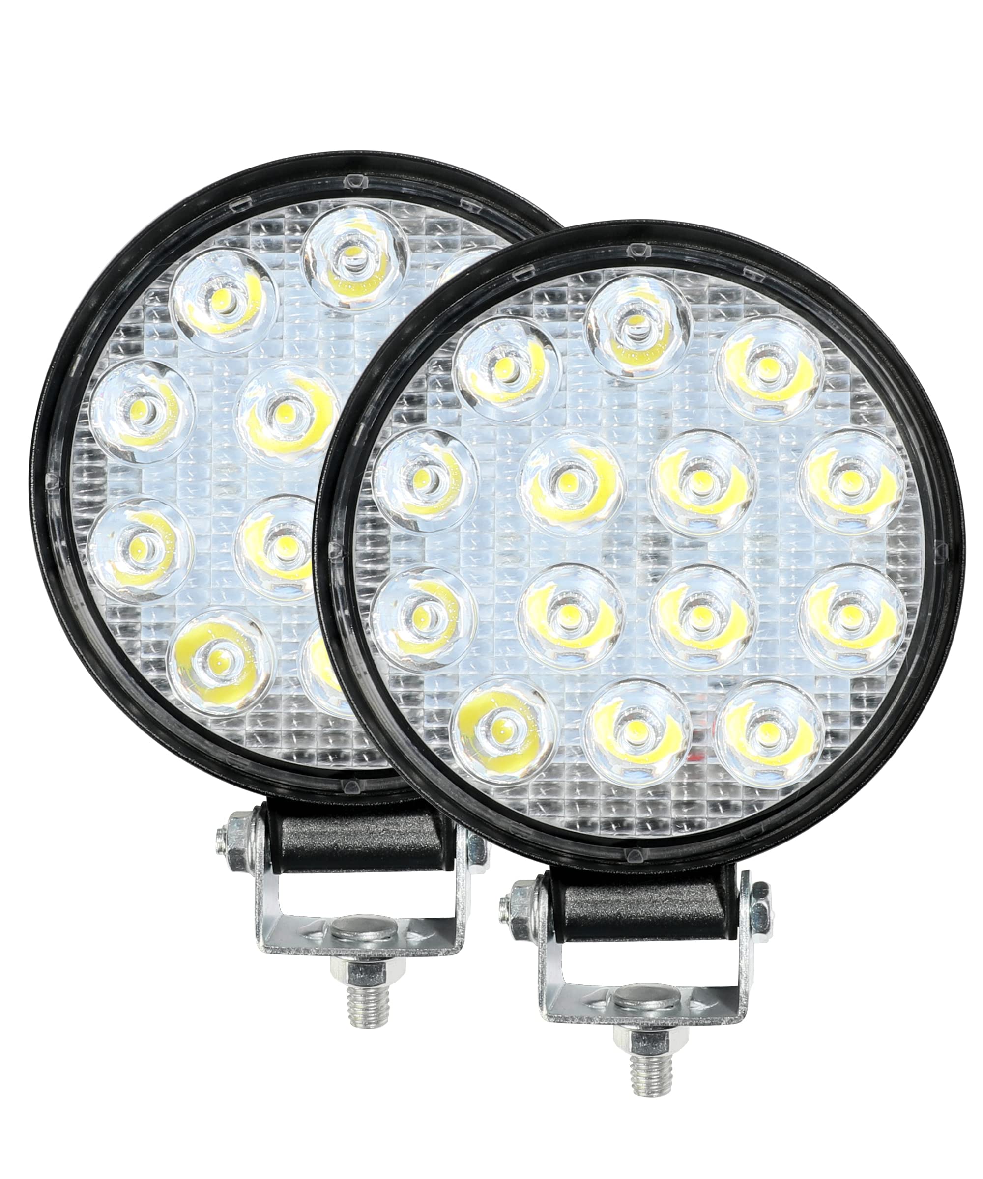 2PCS 4.5 Inch Round LED Offroad Lights - 42W Waterproof Spot & Flood Light Bar for Trucks, ATV, UTV, Jeep - Durable Bumper Work Light for Off-Roading, Fog, Hunting & Camping