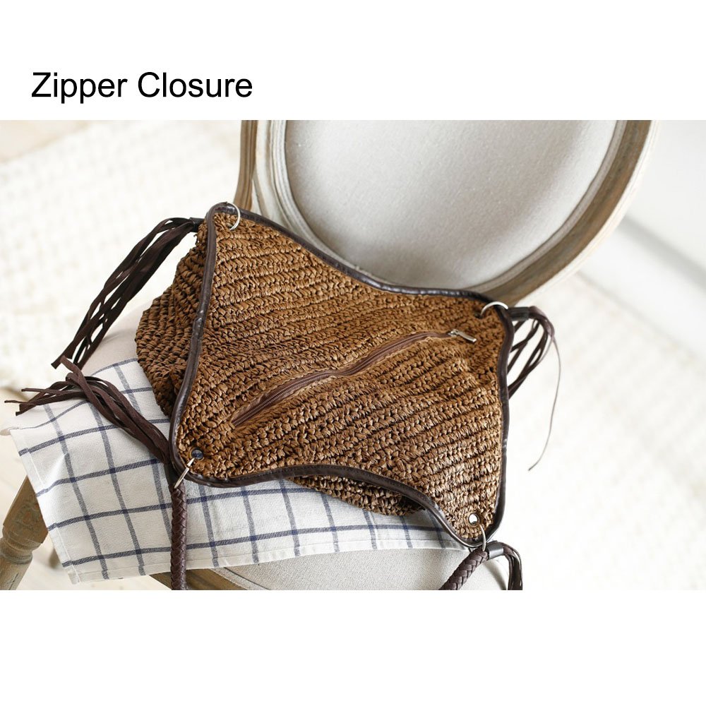Women's Straw Shoulder Bag - Summer Beach Tote with Tassels, Cotton Lining & Top Handle - Casual Shopper Handbag for Women - Perfect for Beach Vacations, Pool Parties & Summer Outings