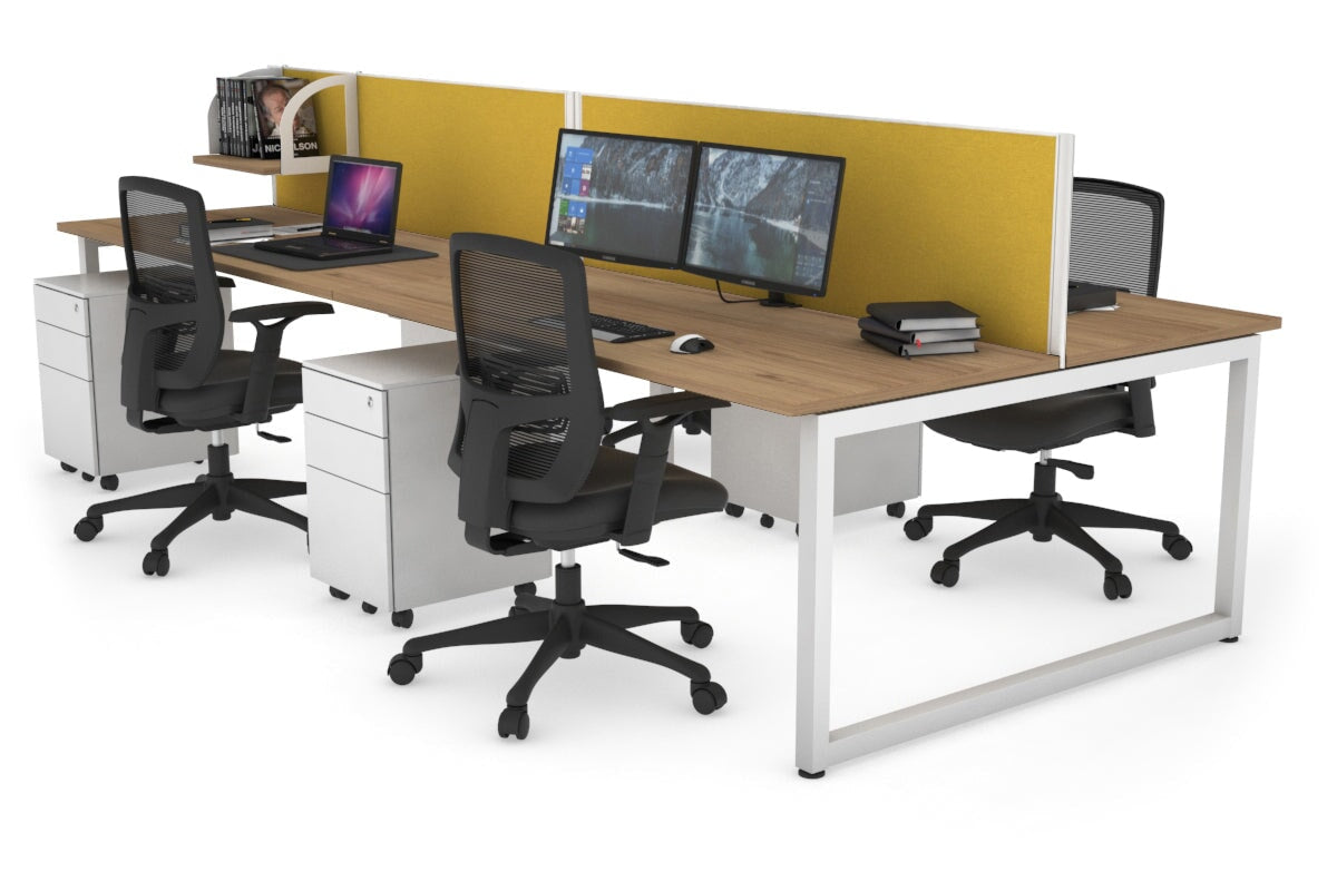 Quadro Loop Legs 4 Person Office Workstation Desk - 1800L x 700W - Modern Collaborative Workspace Solution for Team Projects & Office Meetings