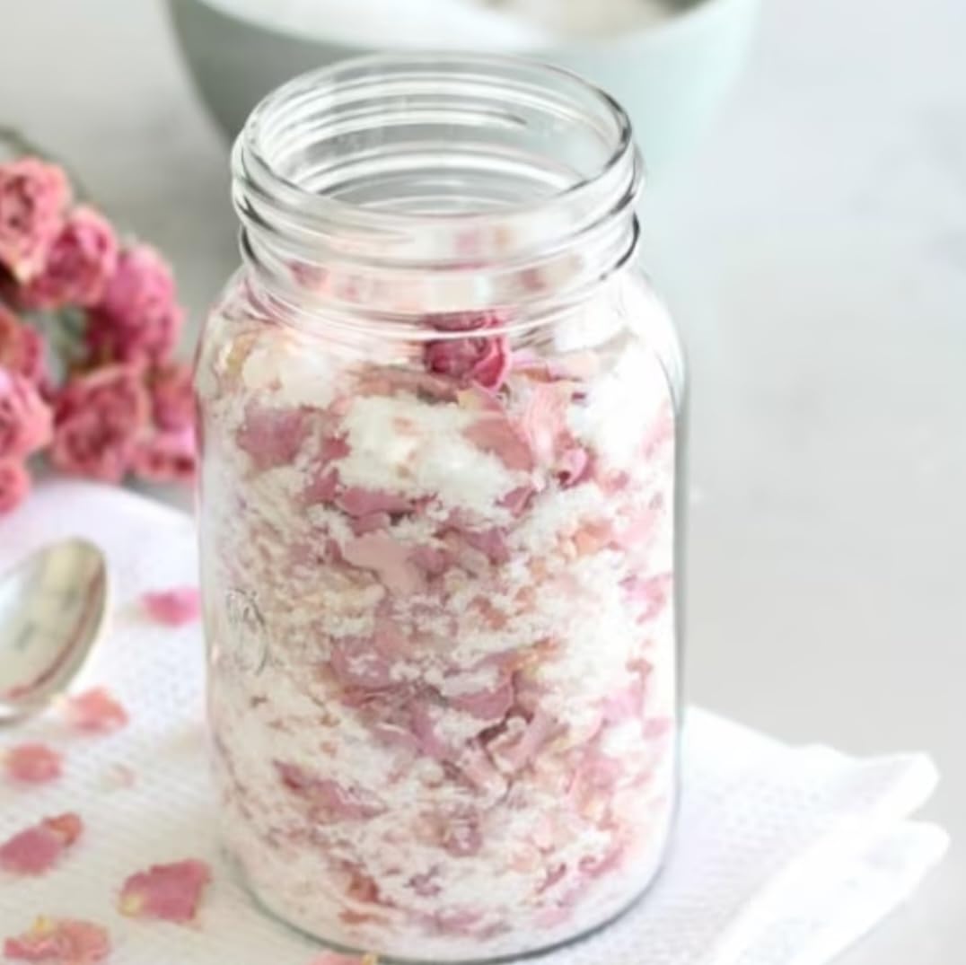 Organic Rose Bath Salts for Pain Relief & Relaxation - Infused with Essential Oils, 100g - Perfect Gift Set for Spa, Self-Care & Romantic Nights