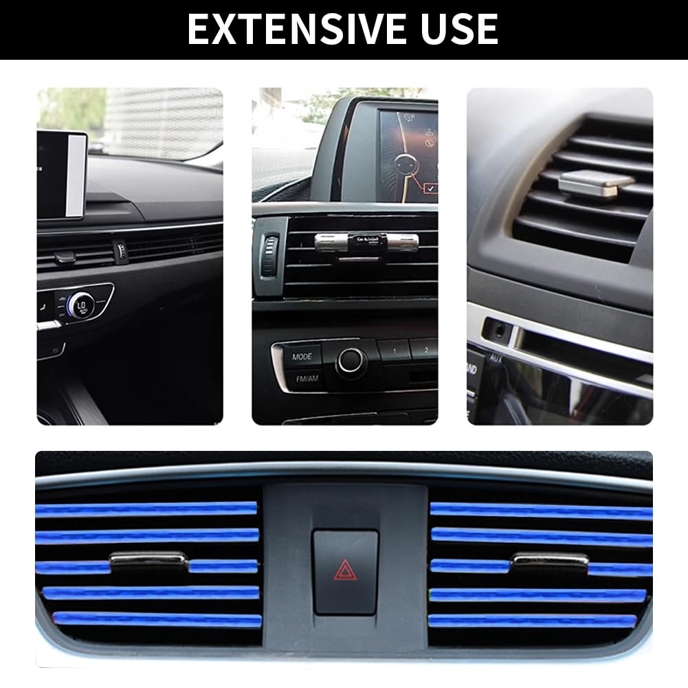 20 PCS Universal Car Vent Trim Strips - Waterproof Bendable Air Vent Outlet Decorations for Car Interior Accessories (Blue) | Perfect for Car Customization & AC Vent Styling