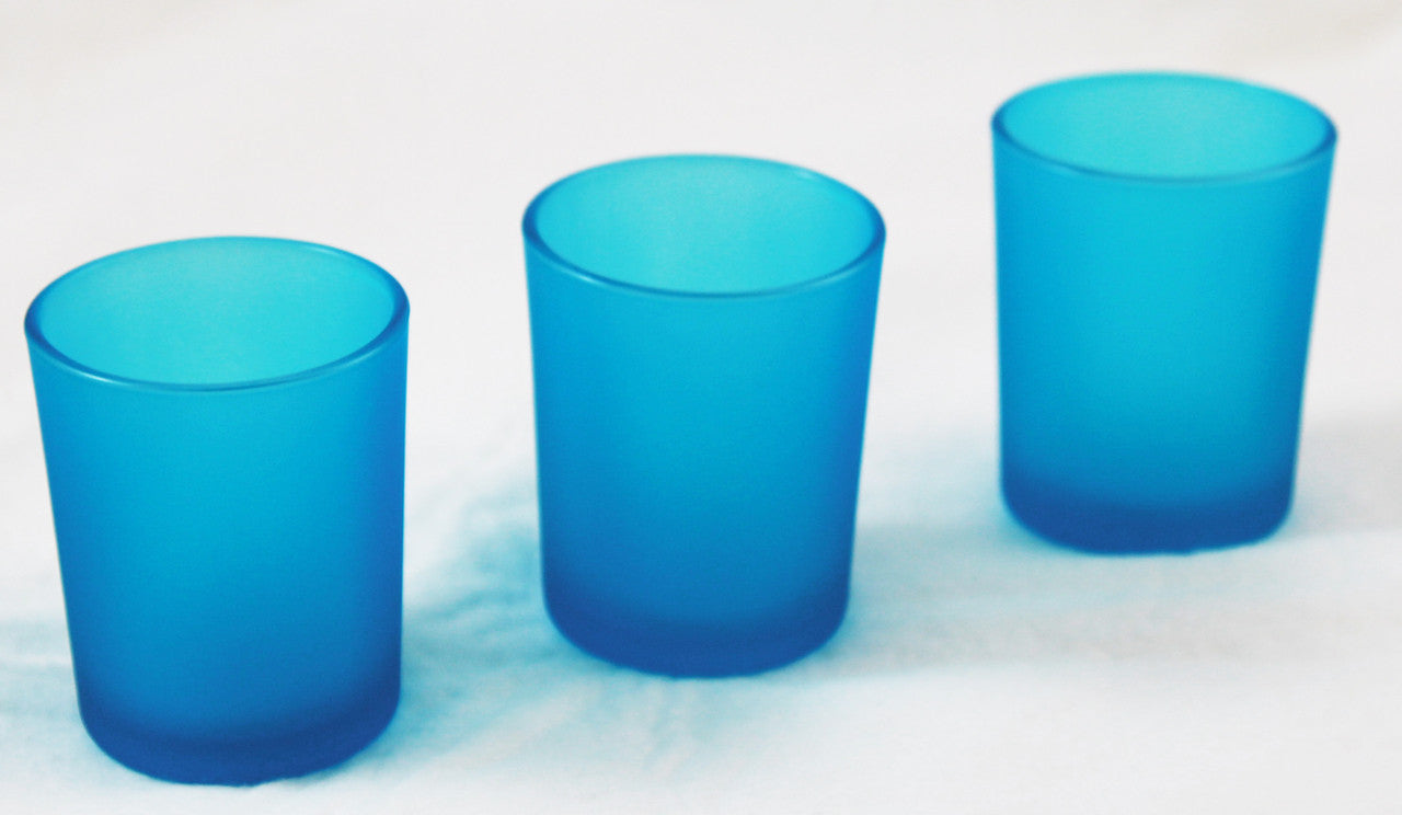 10 Pack Turquoise Frosted Glass Votive Tealight Candle Holders - Elegant Wedding Centerpieces, Christmas Party Decor, Baby Shower & Bridal Event Decorations - Perfect for Romantic Ambiance, Holiday Tablescapes and Special Occasions