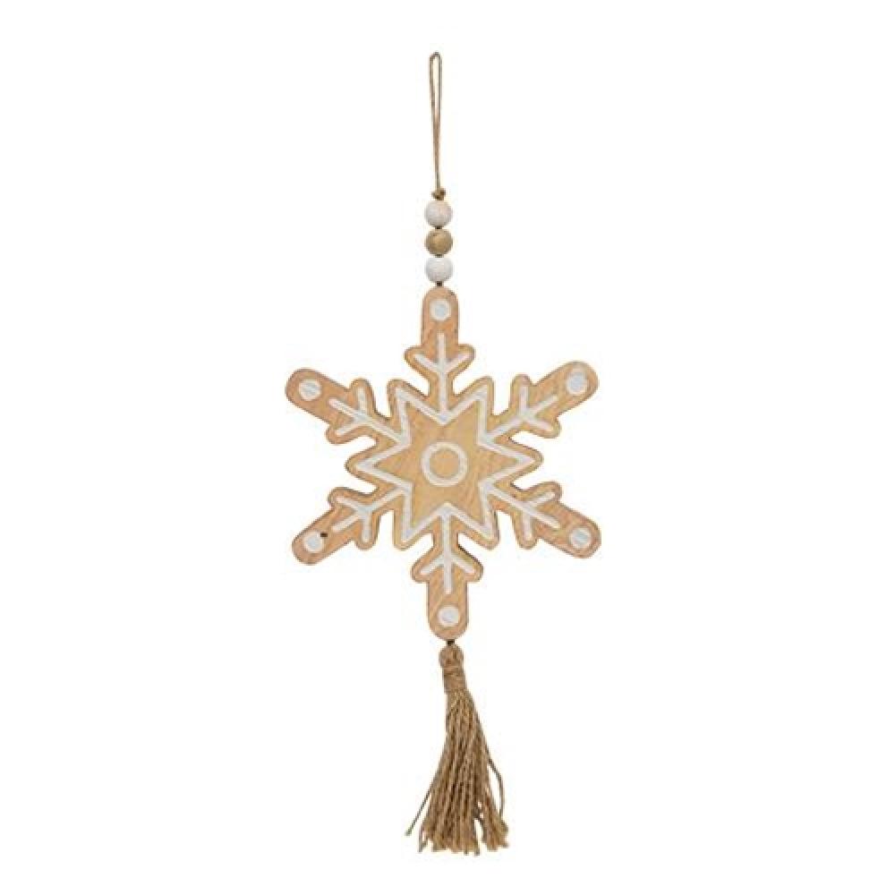 Handmade Cutout Snowflake Wood Ornament - Christmas Tree Decoration for Holiday Home Decor & Winter Wedding Party